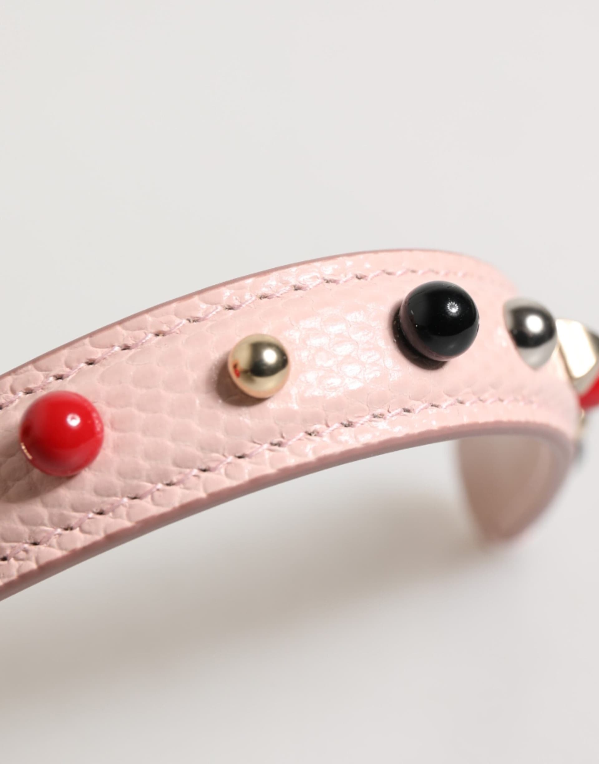Dolce & Gabbana Light Pink Embellished Leather Bag Handle  Shoulder Strap - 5