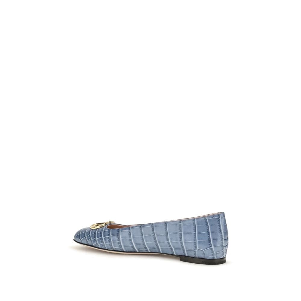 Valentino Garavani Blue Calf Leather Bos Taurus Ballet Flats - 3