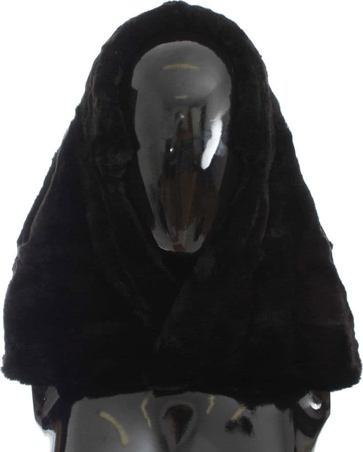 Dolce & Gabbana Black Weasel Fur Crochet Hood Scarf Hat - 2