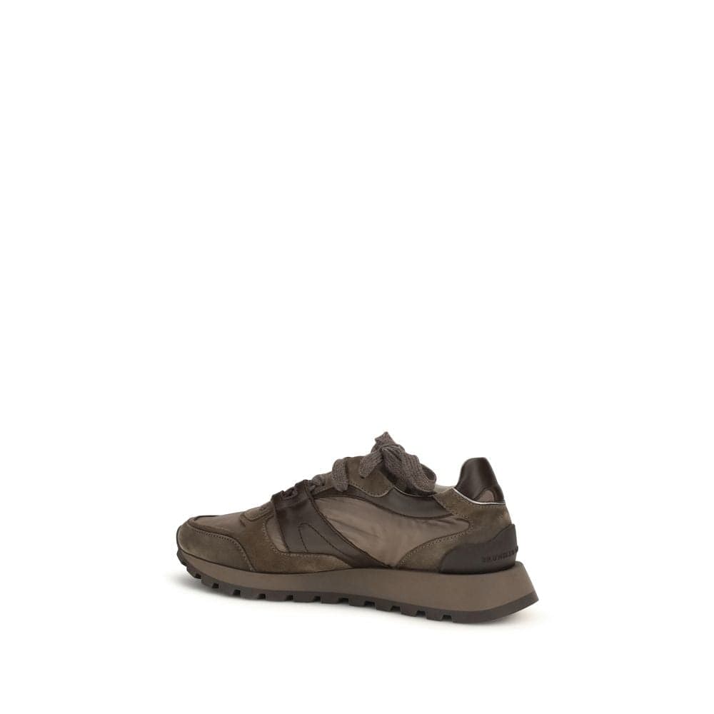Brunello Cucinelli Brown Calf Leather Bos Taurus Athletic Sneakers - 3
