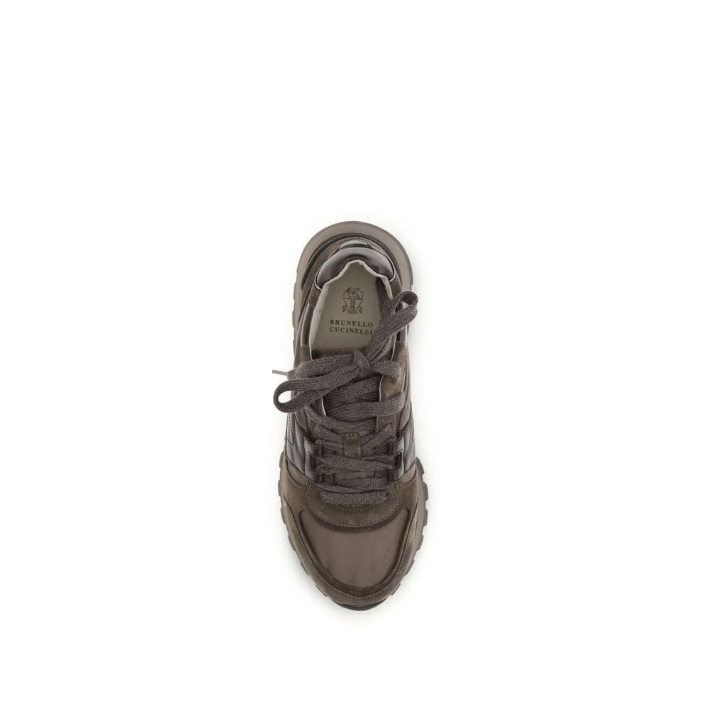 Brunello Cucinelli Brown Calf Leather Bos Taurus Athletic Sneakers - 4