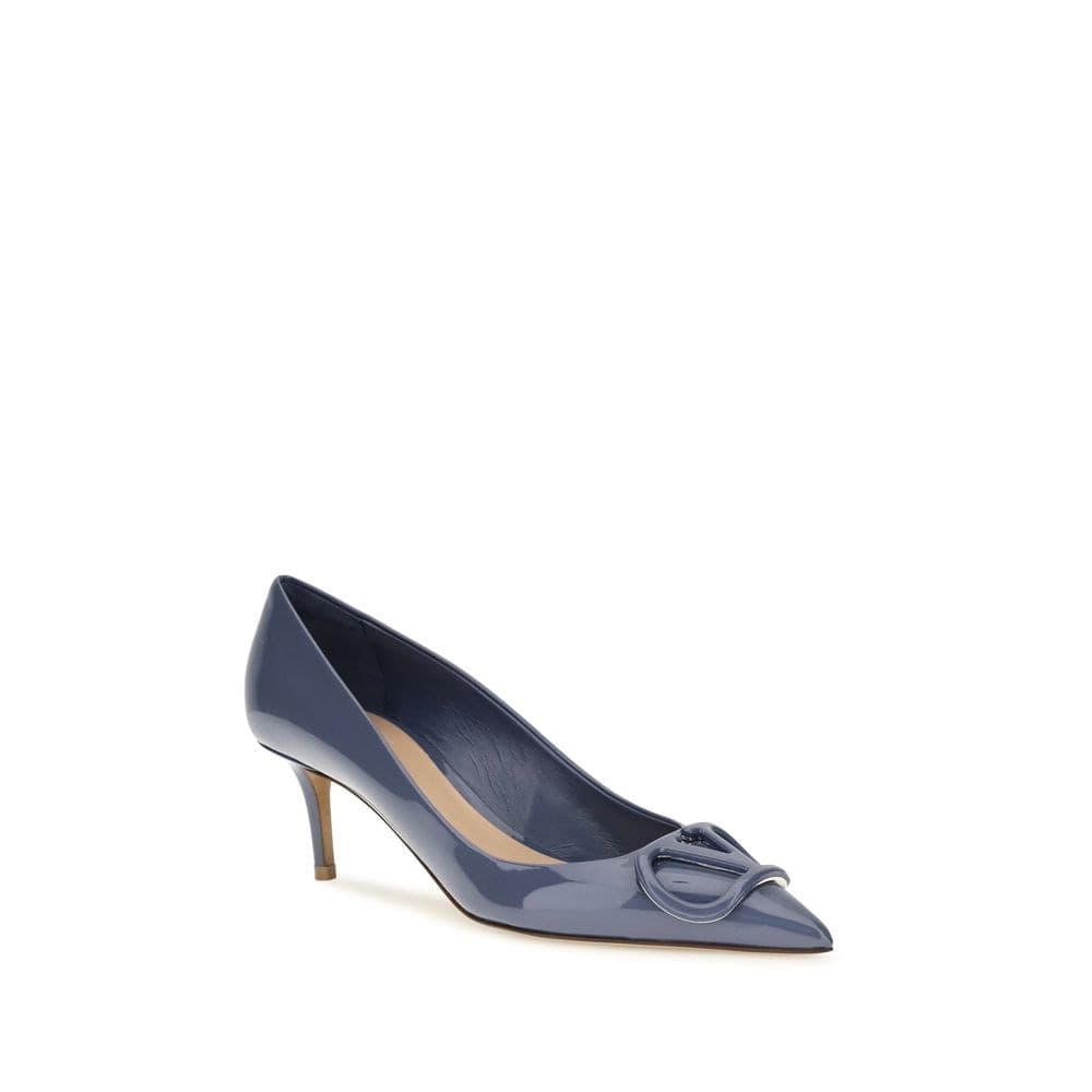 Valentino Garavani Blue Calf Leather Bos Taurus High Heel Pumps - 2