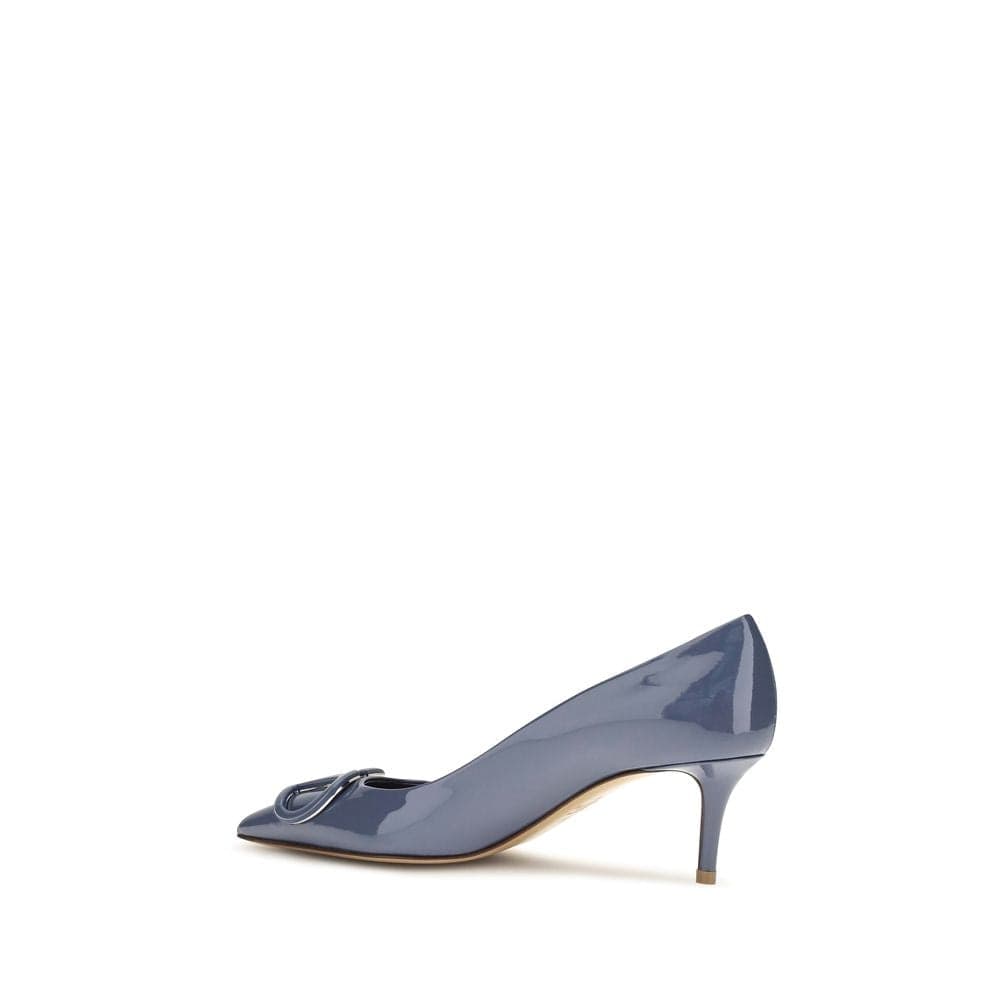Valentino Garavani Blue Calf Leather Bos Taurus High Heel Pumps - 3