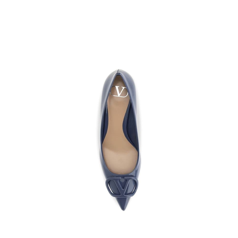 Valentino Garavani Blue Calf Leather Bos Taurus High Heel Pumps - 4