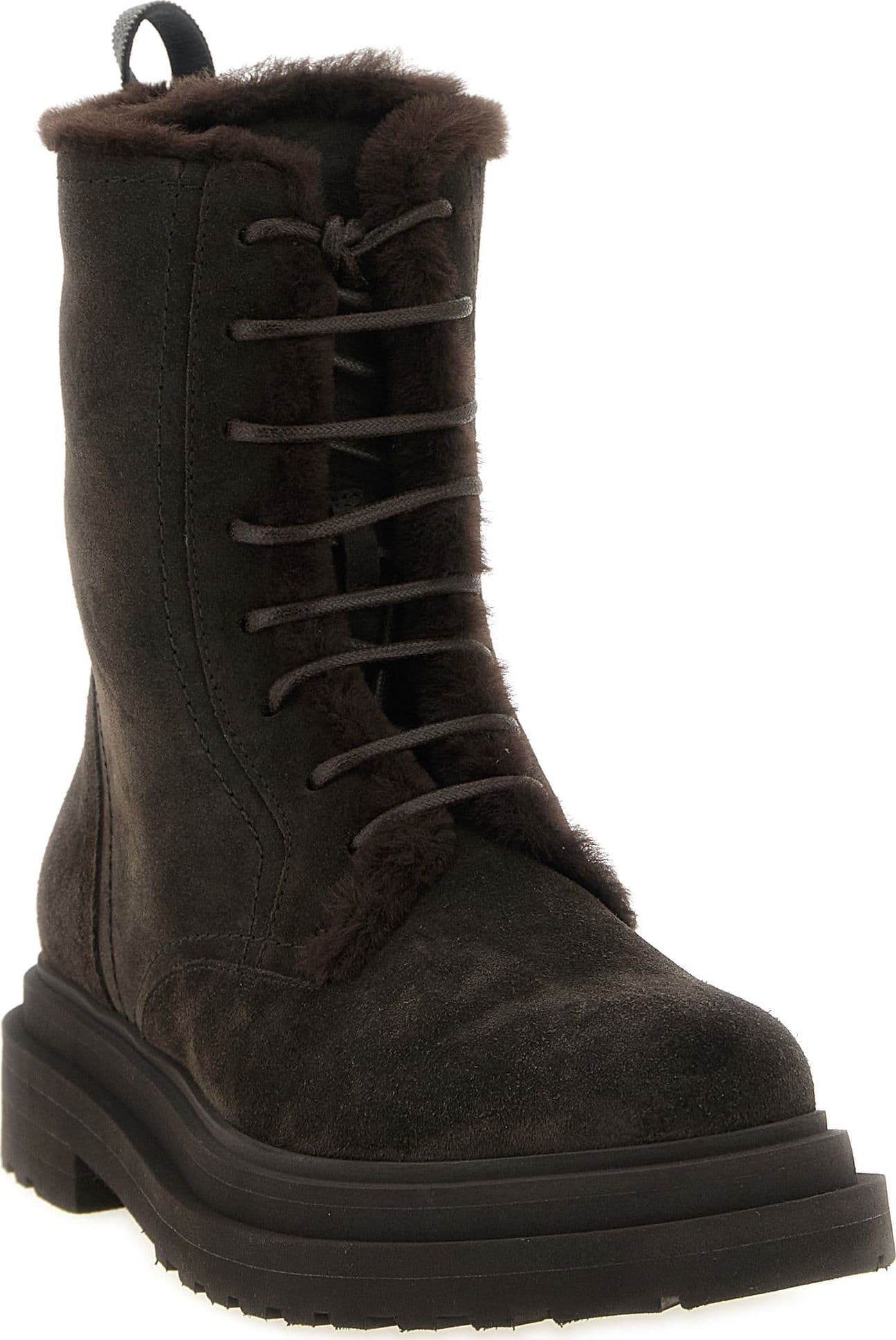 Brunello Cucinelli Brown Calfskin Lace-Up Boots - 2