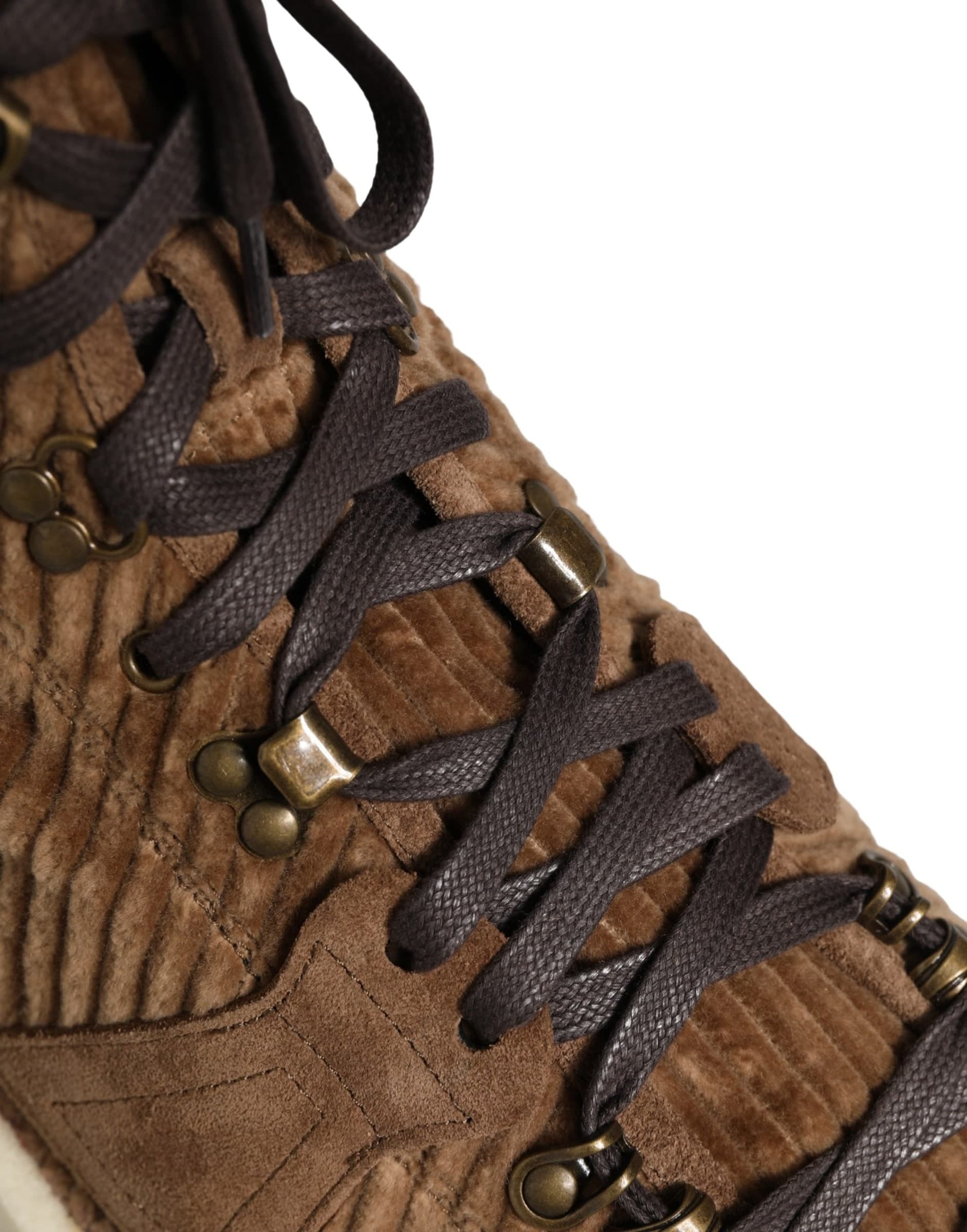 Dolce & Gabbana Brown Corduroy High Top Oxford Boots - 5