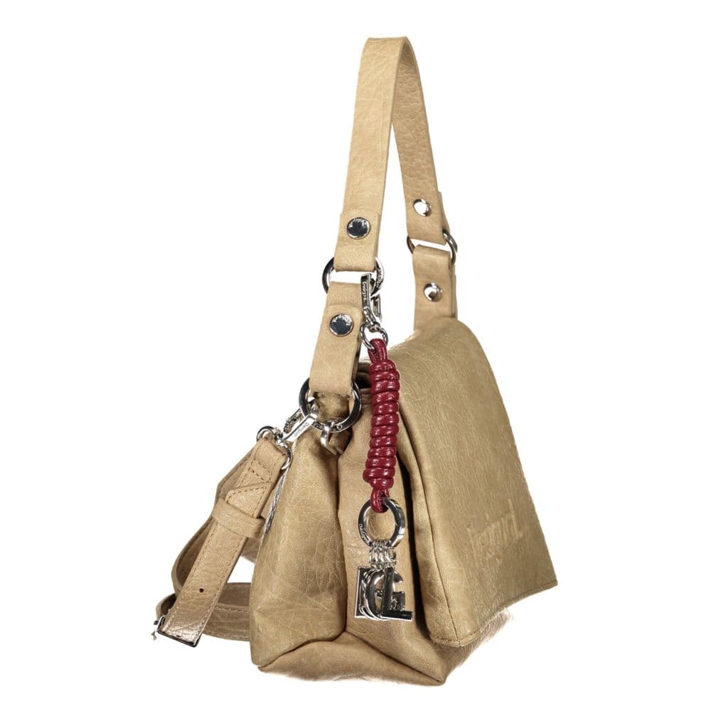 Desigual Beige Polyurethane Women's Bag with Removable Strap and Compartments - 3