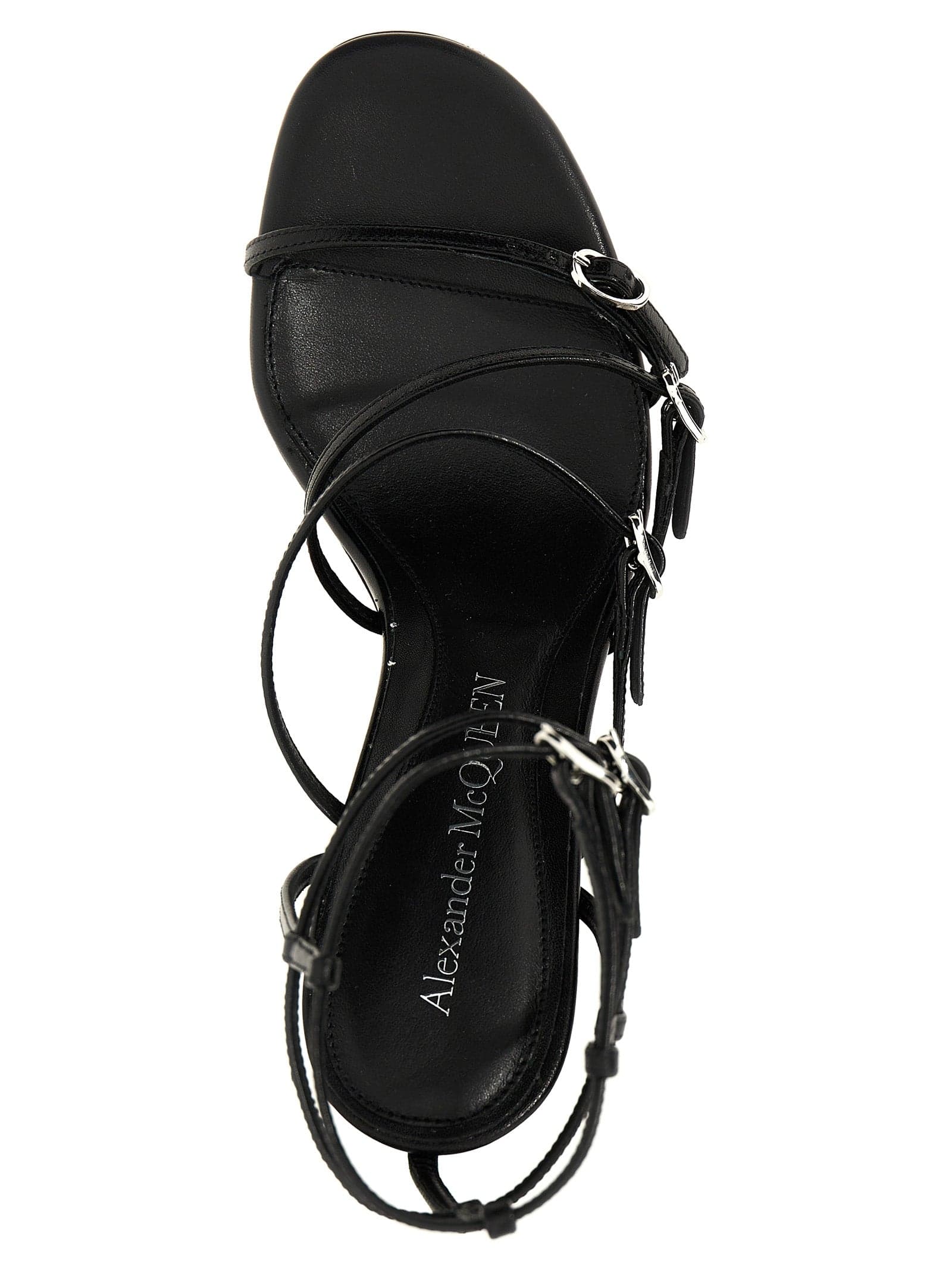 Alexander McQueen Black Lambskin Stiletto Heel Sandals - 4