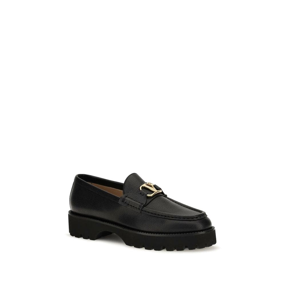 Valentino Garavani Black Calf Leather Bos Taurus Platform Loafers - 2