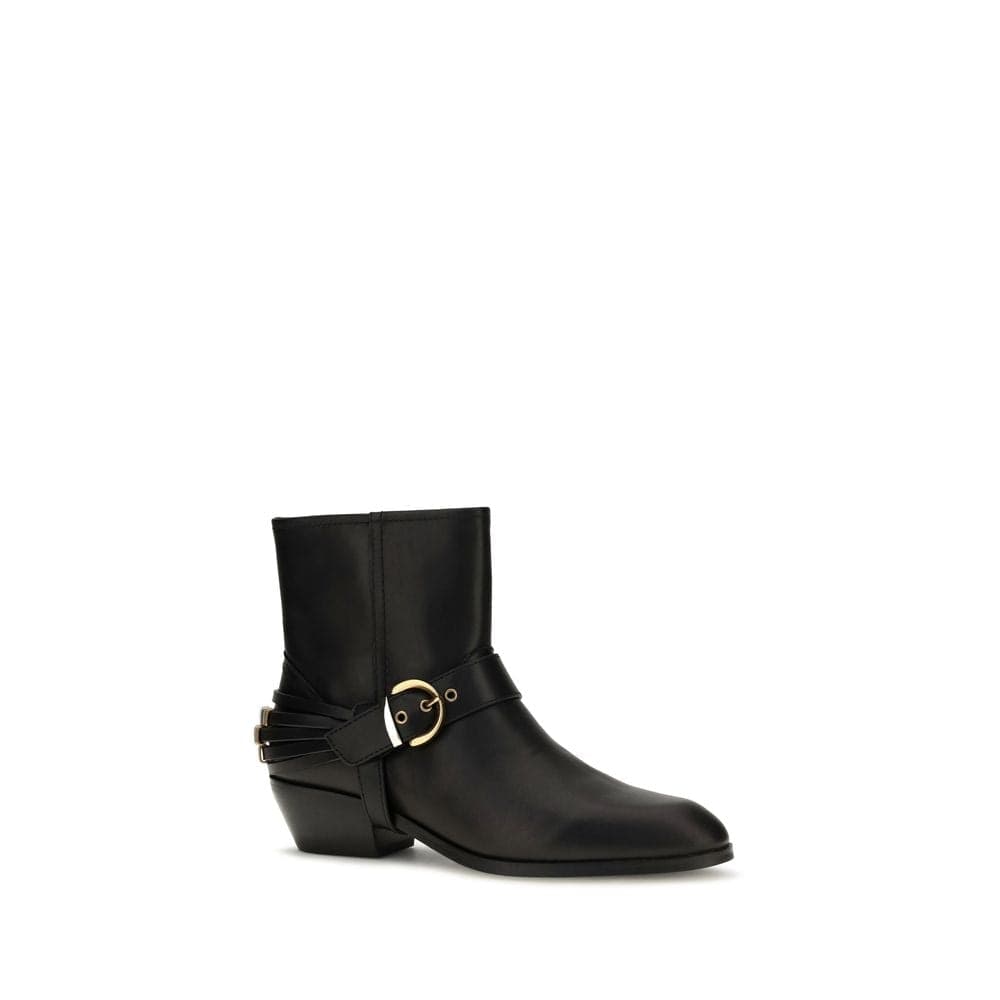 PINKO Black Calf Leather Bos Taurus Ankle Boots - 2