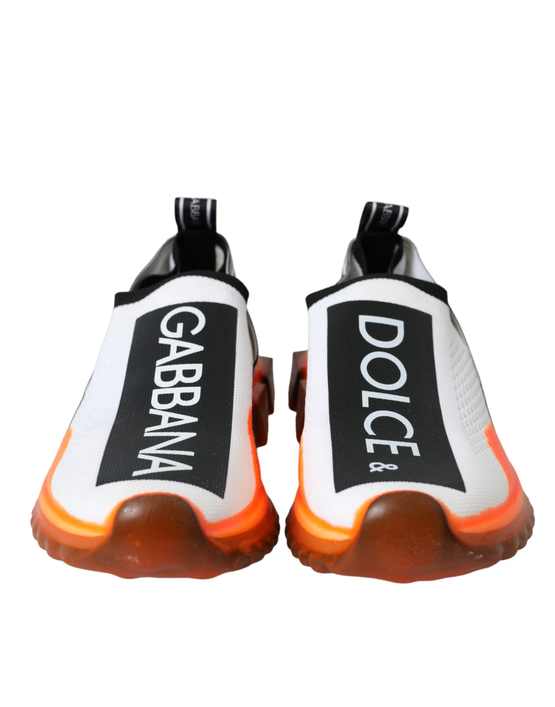 Dolce & Gabbana Black White Orange Slip On Sorrento Sneakers Shoes - 2