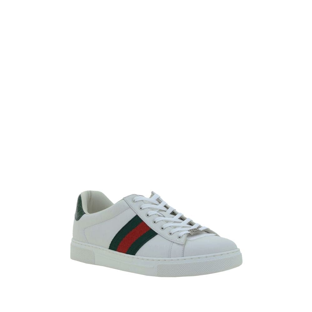 Gucci White Calf Leather Bos Taurus Low Top Sneakers - 2