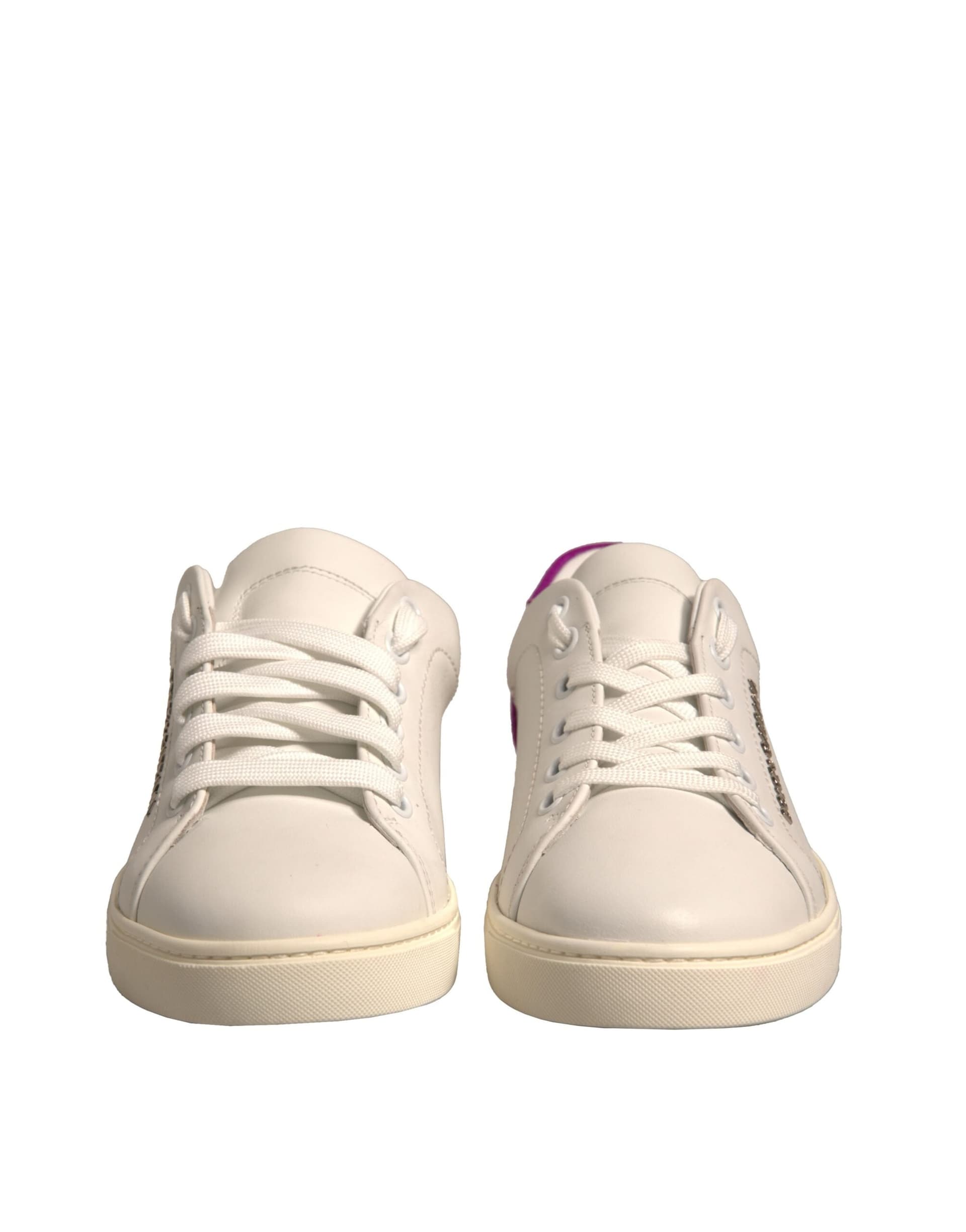 Dolce & Gabbana White Suede Leather Low Top Sneakers Shoes - 2