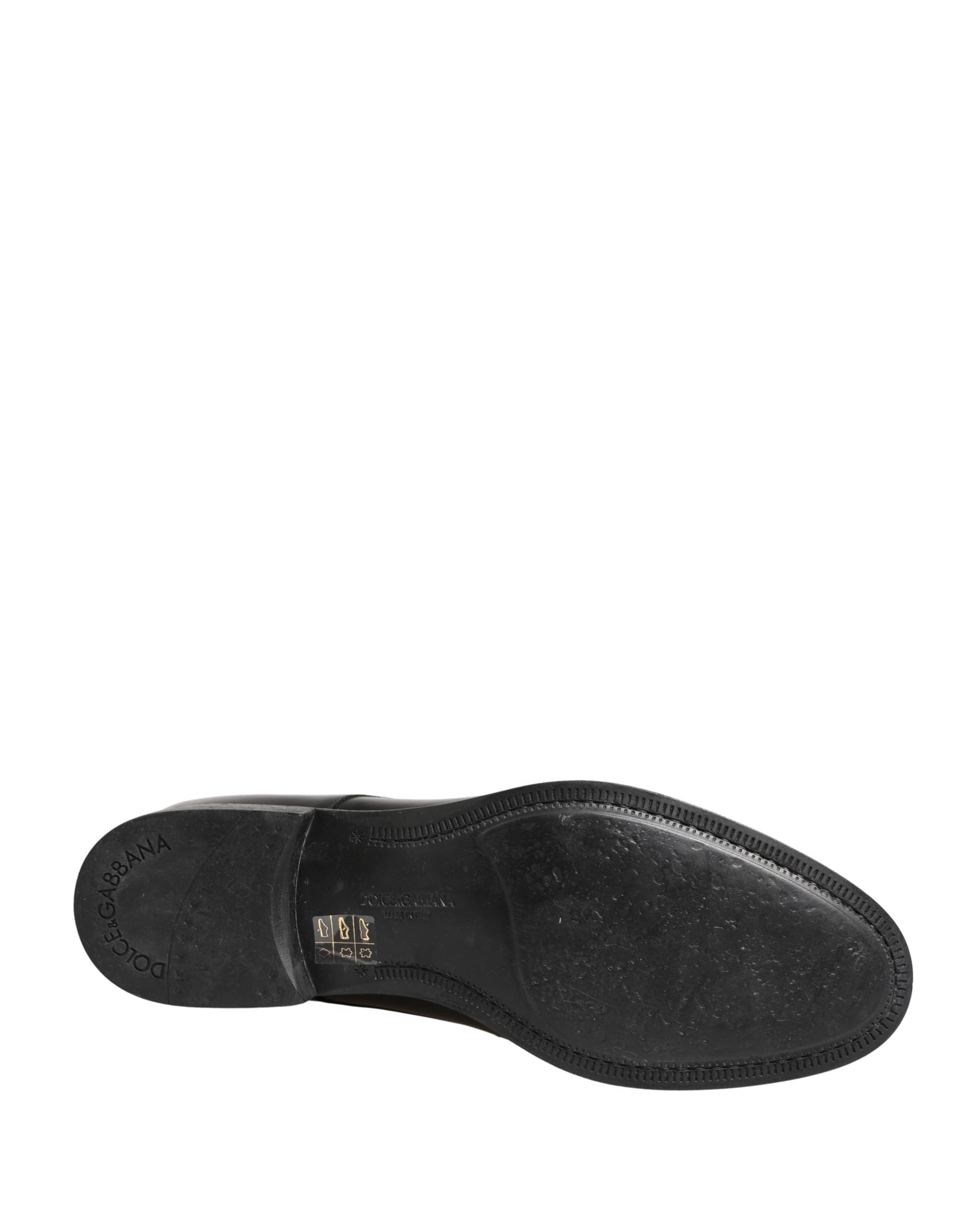 Dolce & Gabbana Black Calfskin Leather Derby Men Dress Shoes - 7
