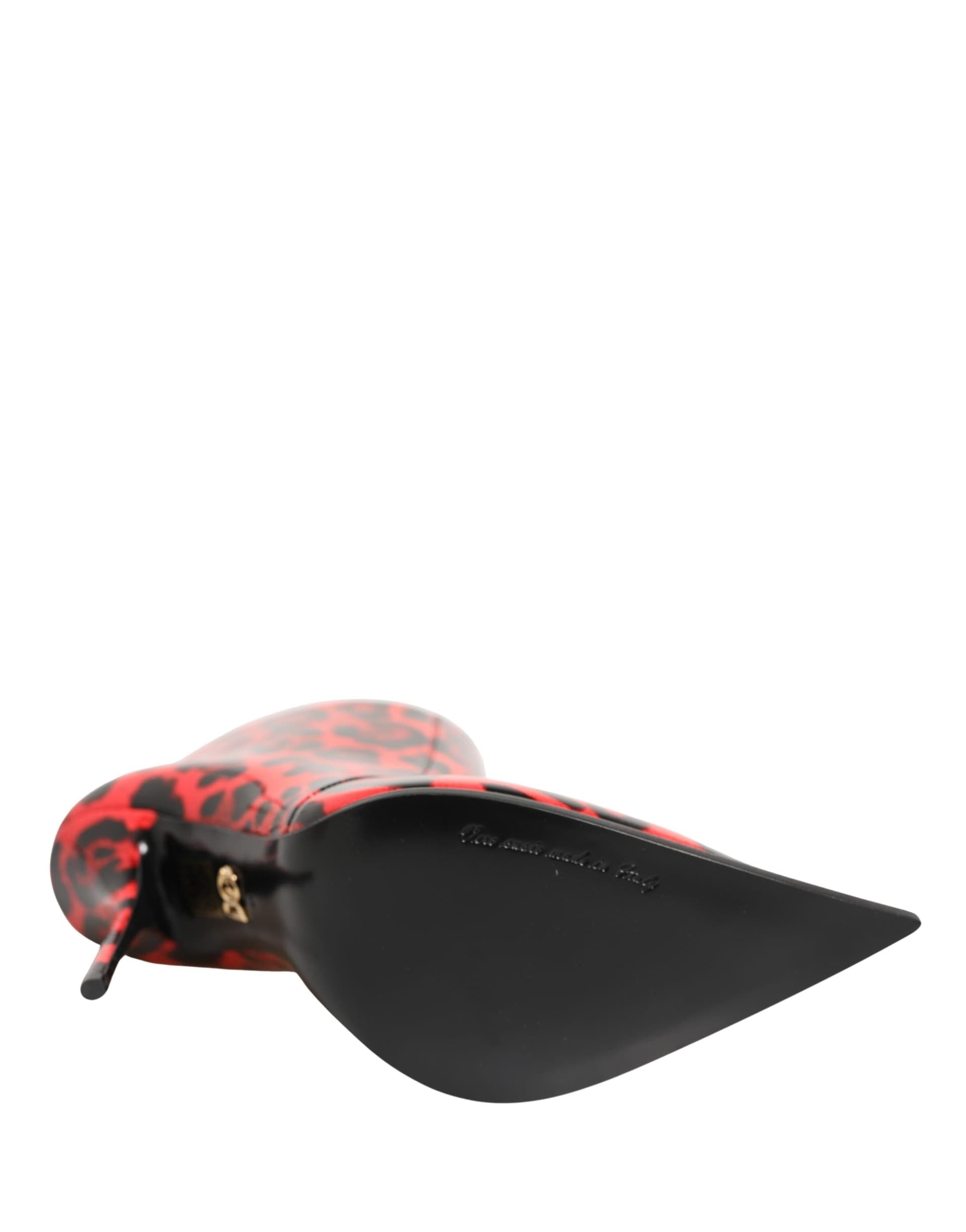 Dolce & Gabbana Red Leopard Cardinale Ankle Boots Shoes - 8