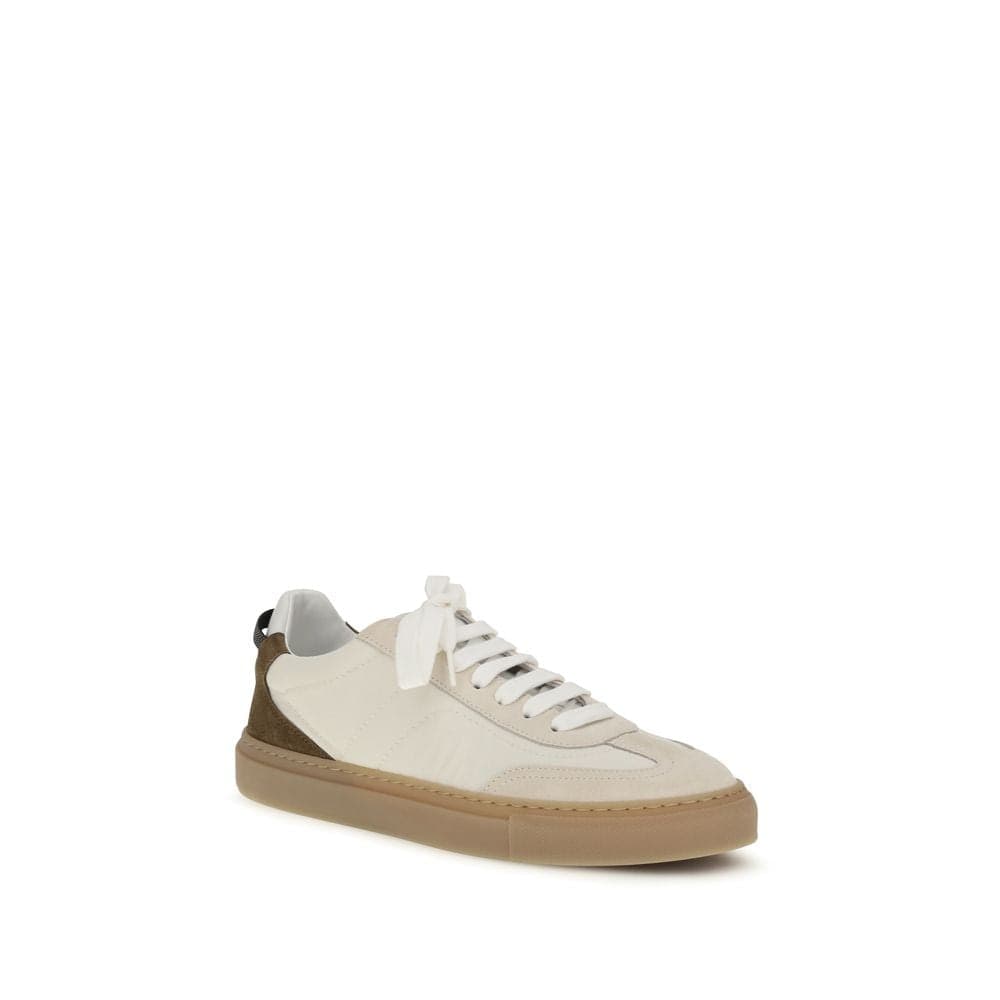 Brunello Cucinelli Beige Calf Leather Bos Taurus Low Top Sneakers - 2