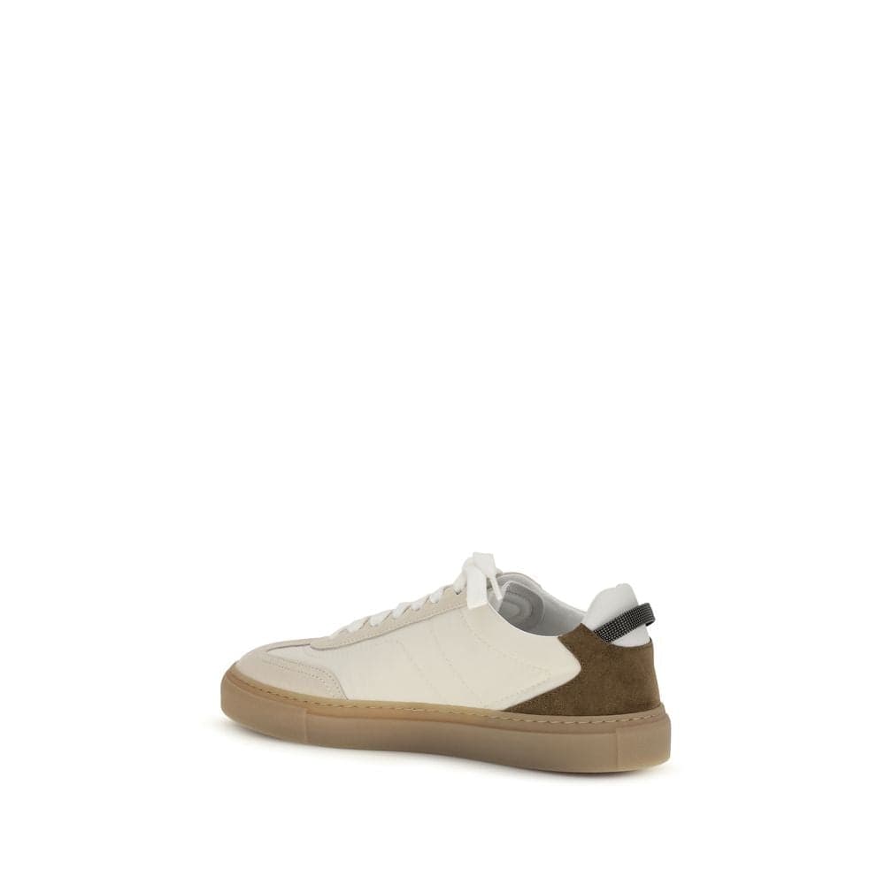 Brunello Cucinelli Beige Calf Leather Bos Taurus Low Top Sneakers - 3