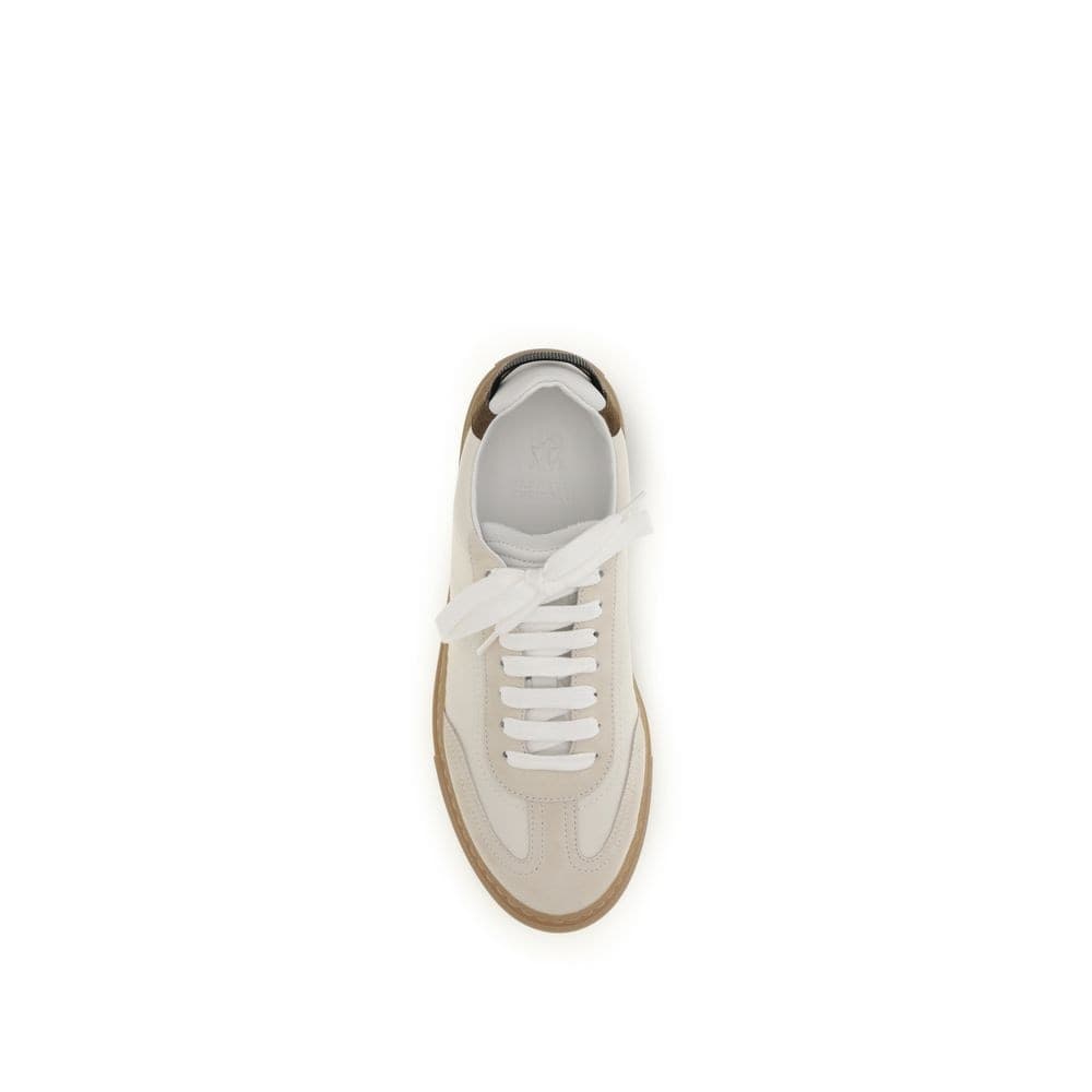 Brunello Cucinelli Beige Calf Leather Bos Taurus Low Top Sneakers - 4