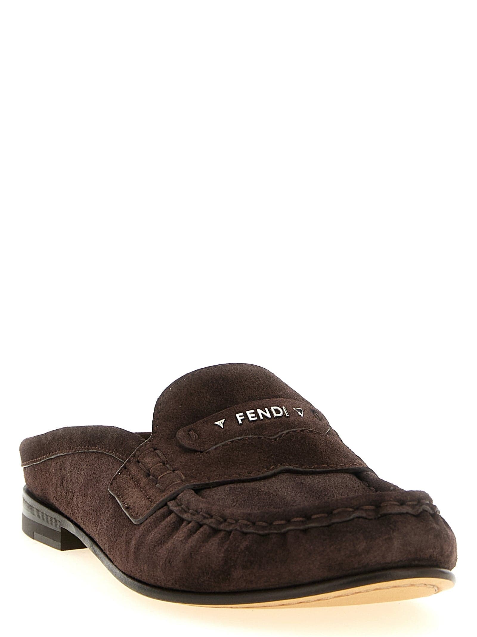 Fendi Brown Calfskin Slip-On Loafers - 2
