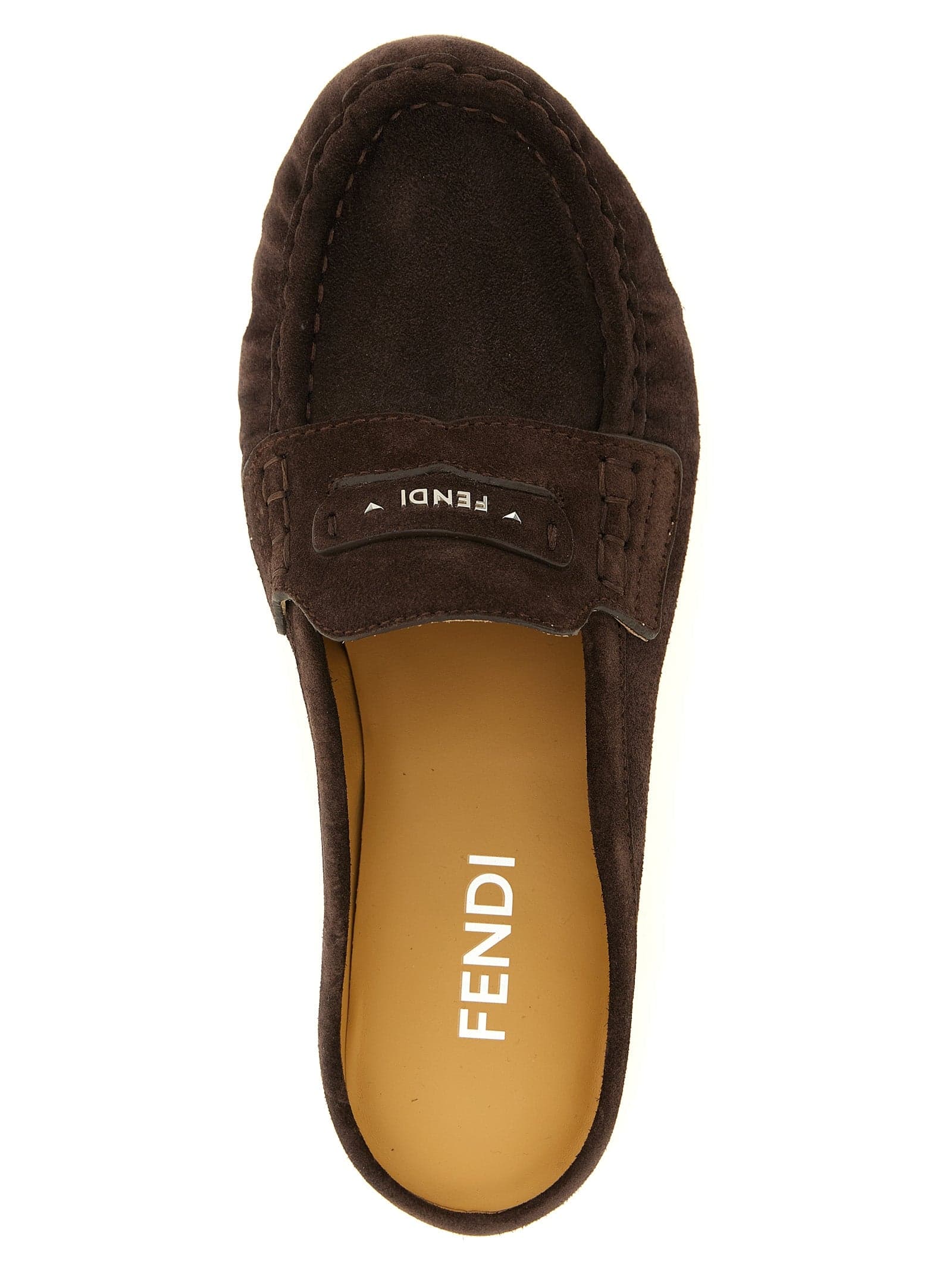 Fendi Brown Calfskin Slip-On Loafers - 4