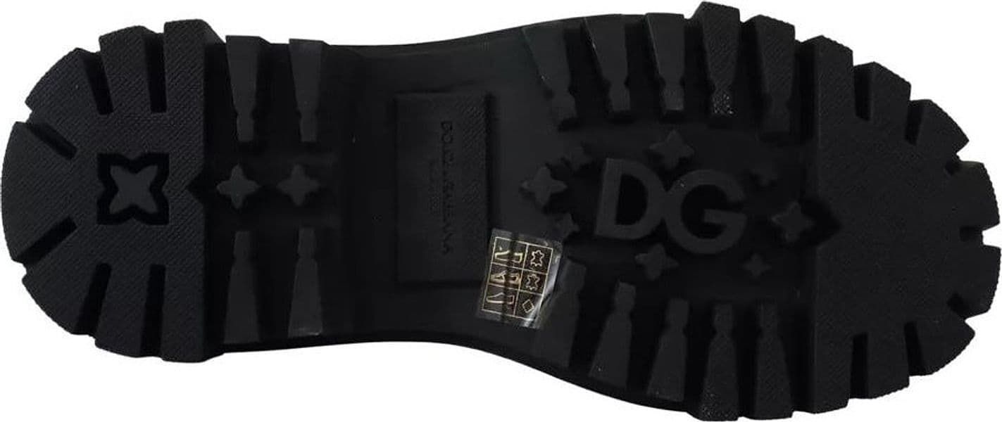 Dolce & Gabbana Black Leather Trekking Derby Embellished Shoes - 4
