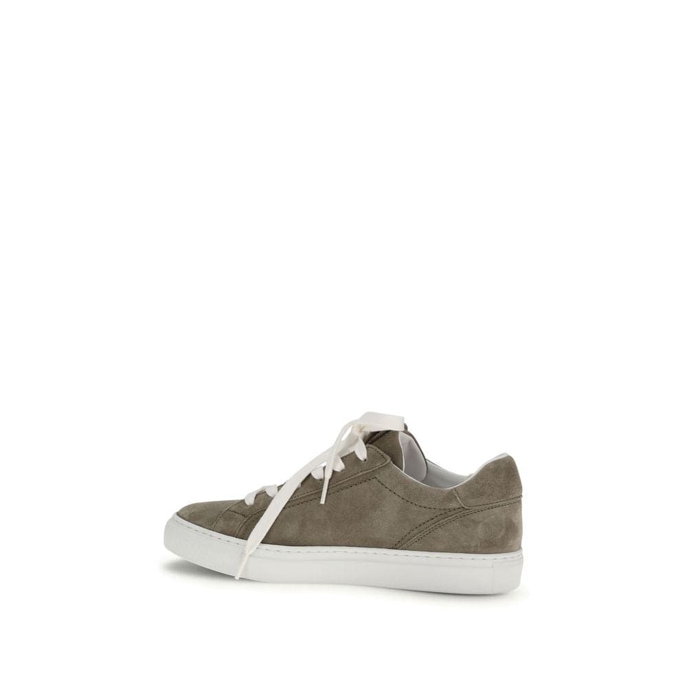 Brunello Cucinelli Gray Calf Leather Bos Taurus Low Top Sneakers - 3