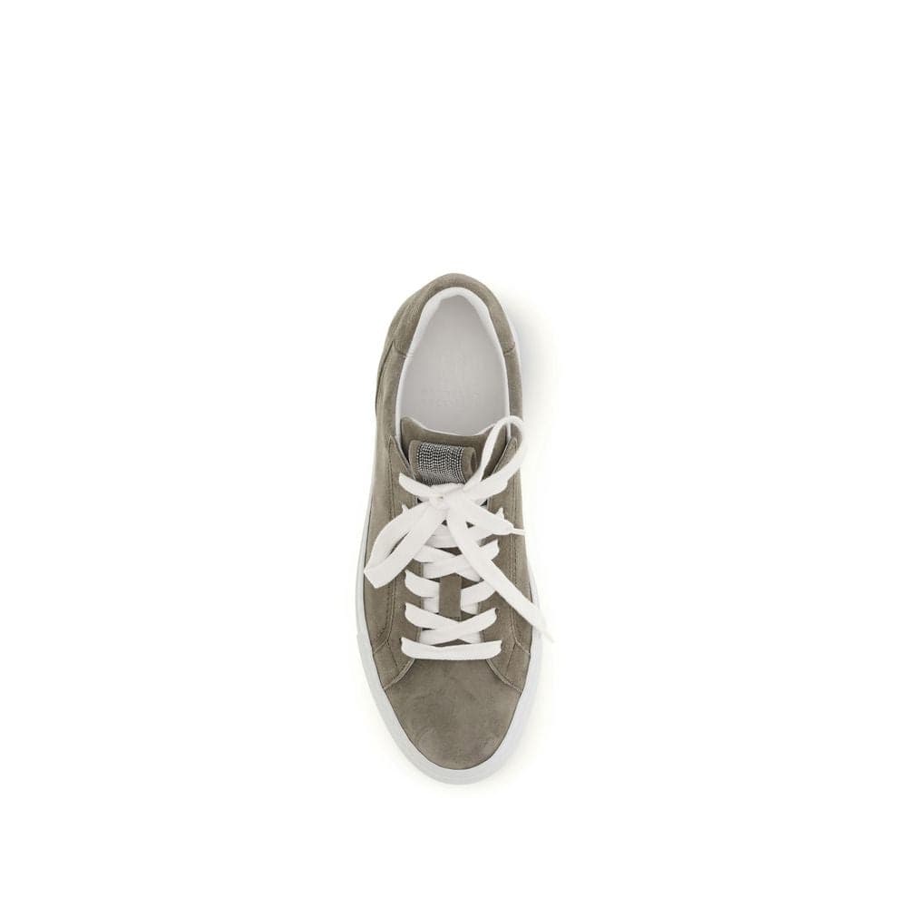 Brunello Cucinelli Gray Calf Leather Bos Taurus Low Top Sneakers - 4