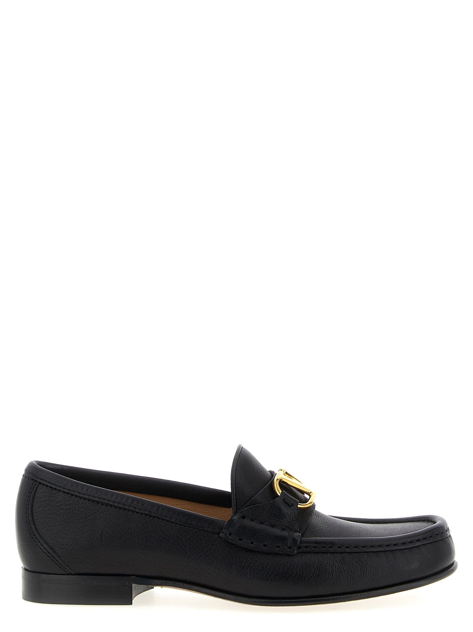 Valentino Garavani Black Buffalo Leather Slip-On Loafers