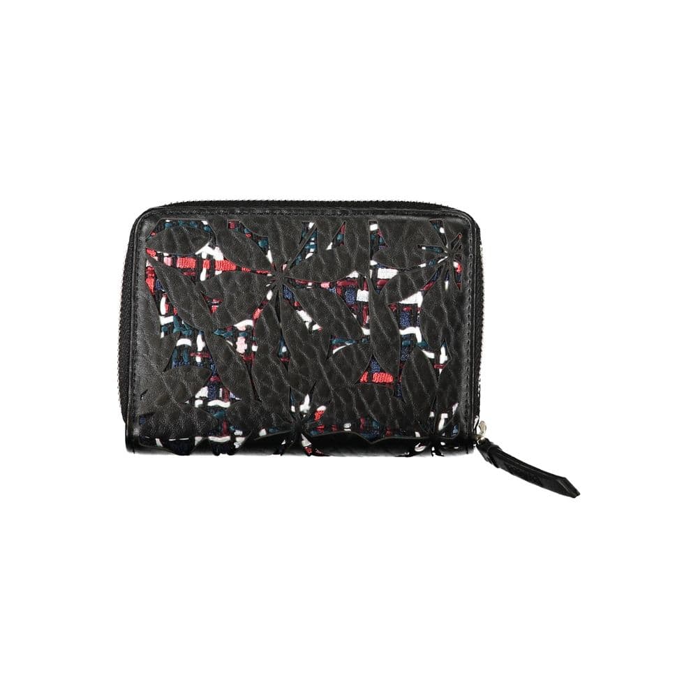 Desigual Elegant Black Zip Wallet with Contrasting Accents - 2