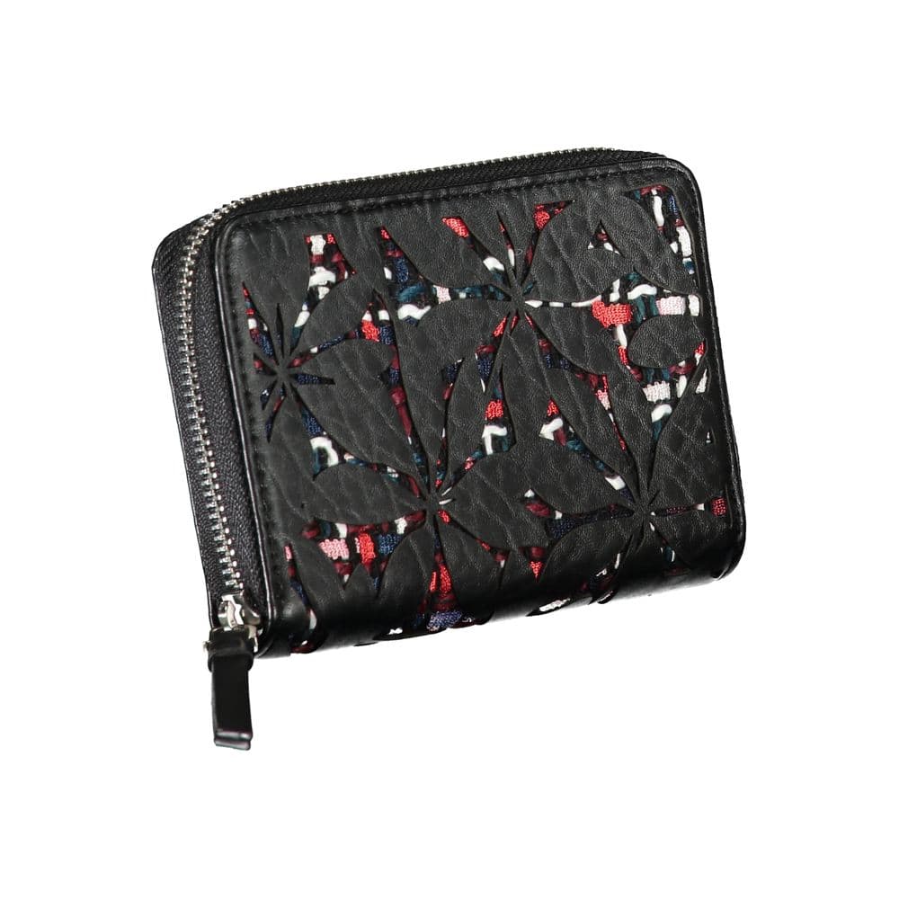 Desigual Elegant Black Zip Wallet with Contrasting Accents - 3