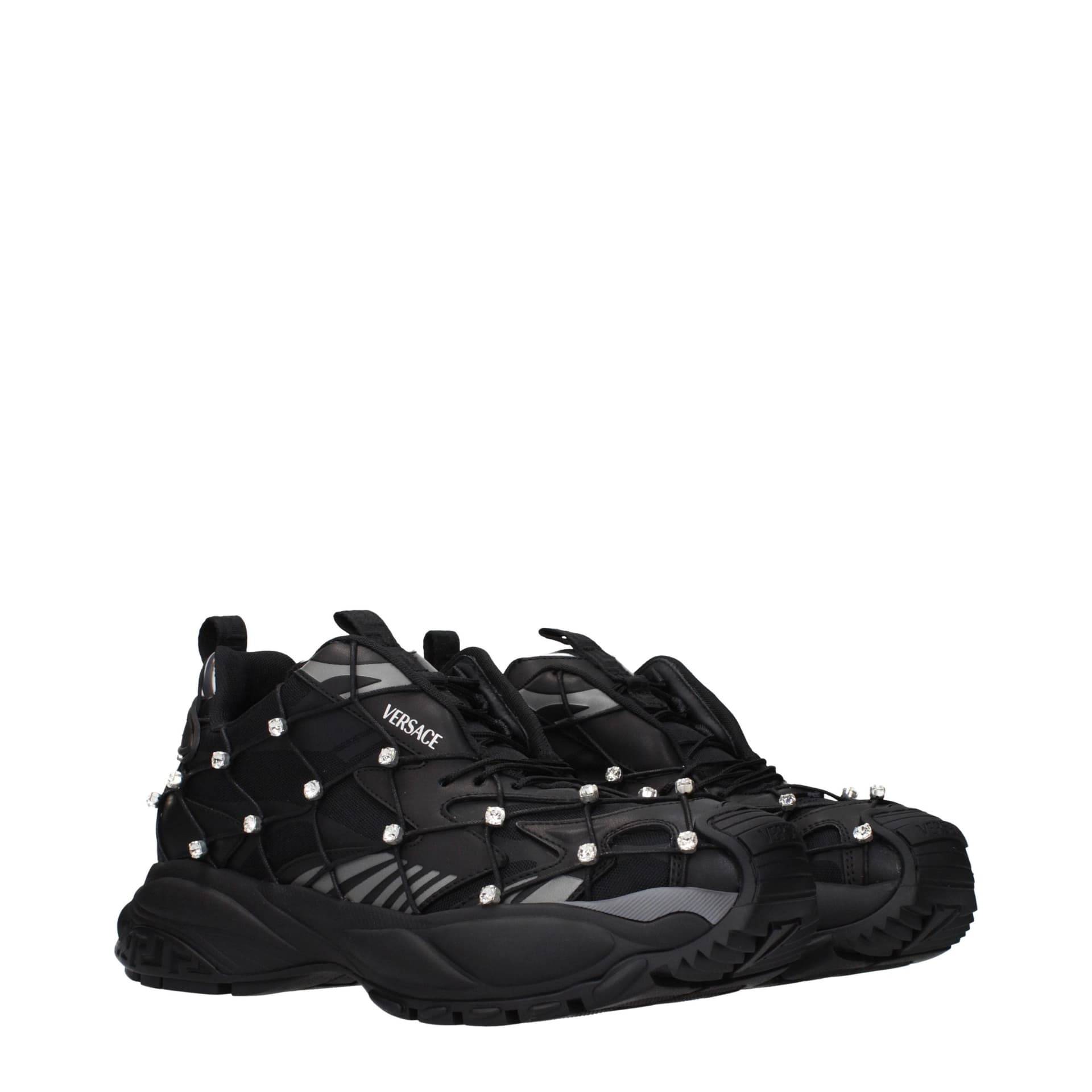 Versace Black Fabric Sneakers - 2