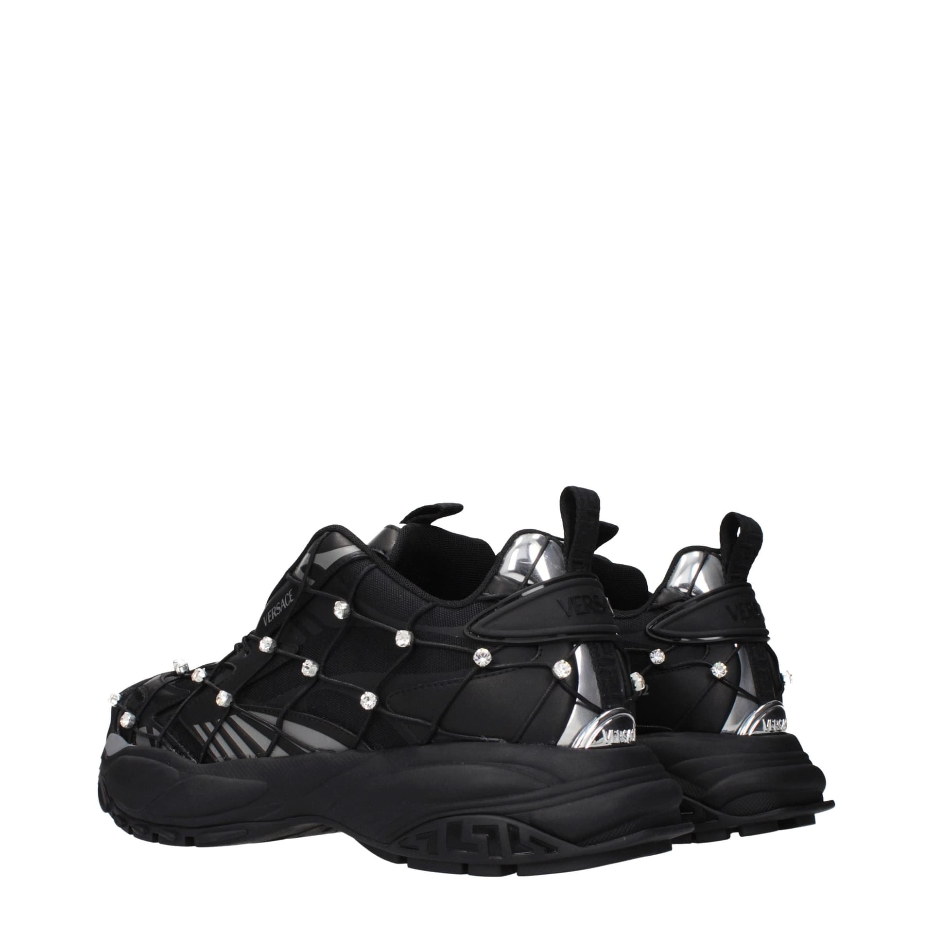 Versace Black Fabric Sneakers - 4