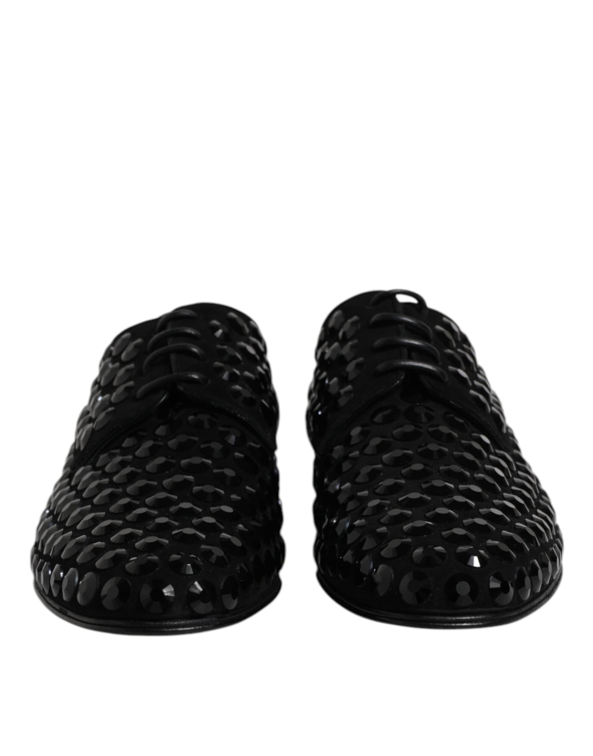 Dolce & Gabbana Black Suede Strass Derby Formal Shoes - 2