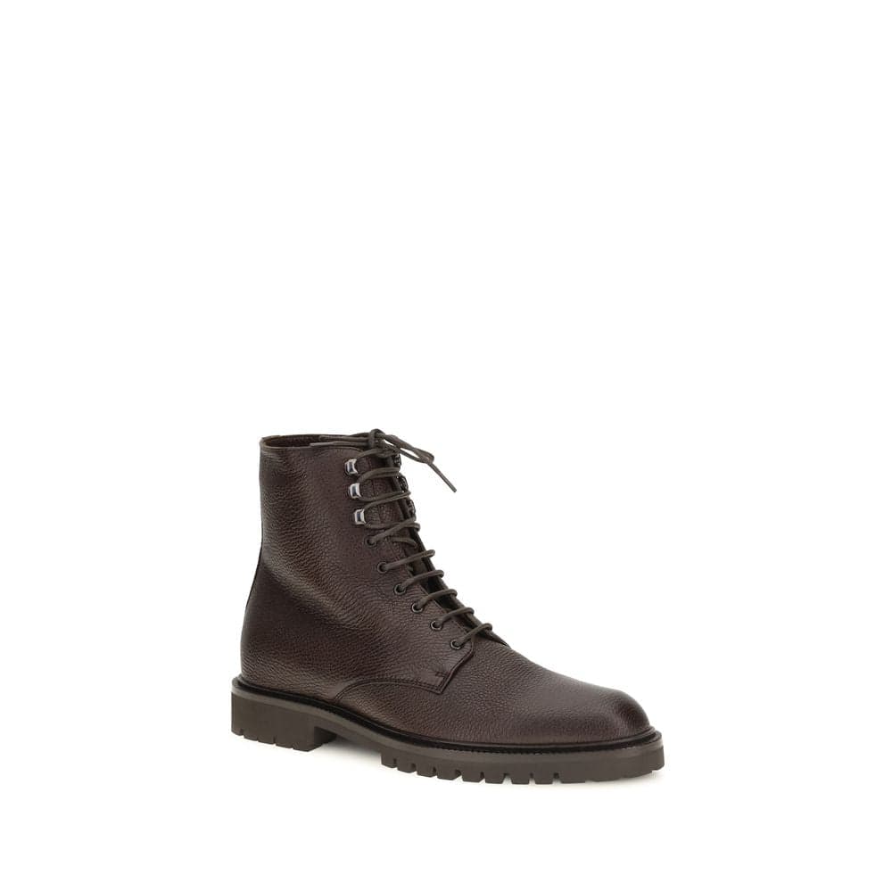 Brunello Cucinelli Brown Calf Leather Bos Taurus Lace-Up Boots - 2