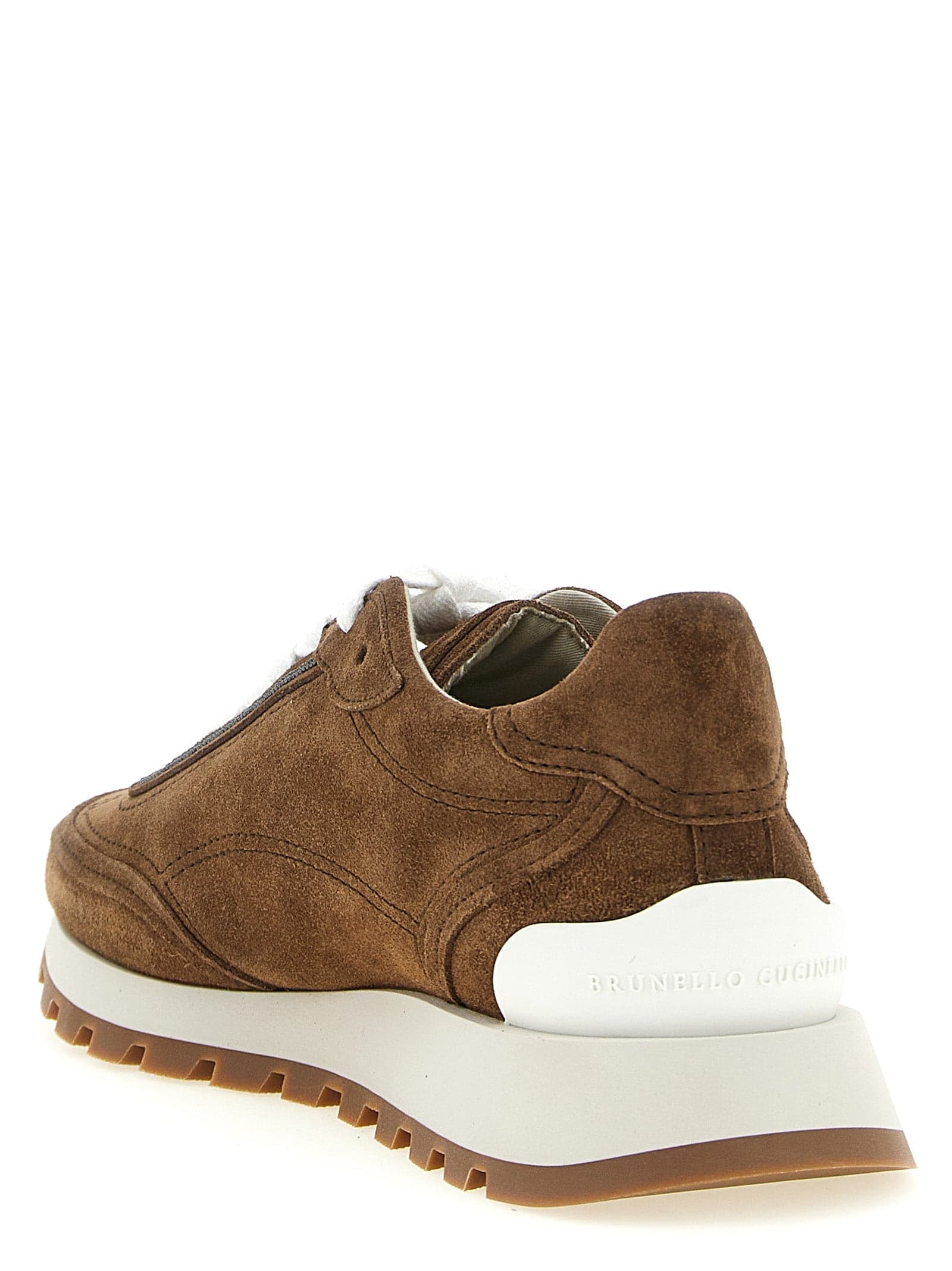 Brunello Cucinelli Brown Calfskin Low Top Sneakers - 3