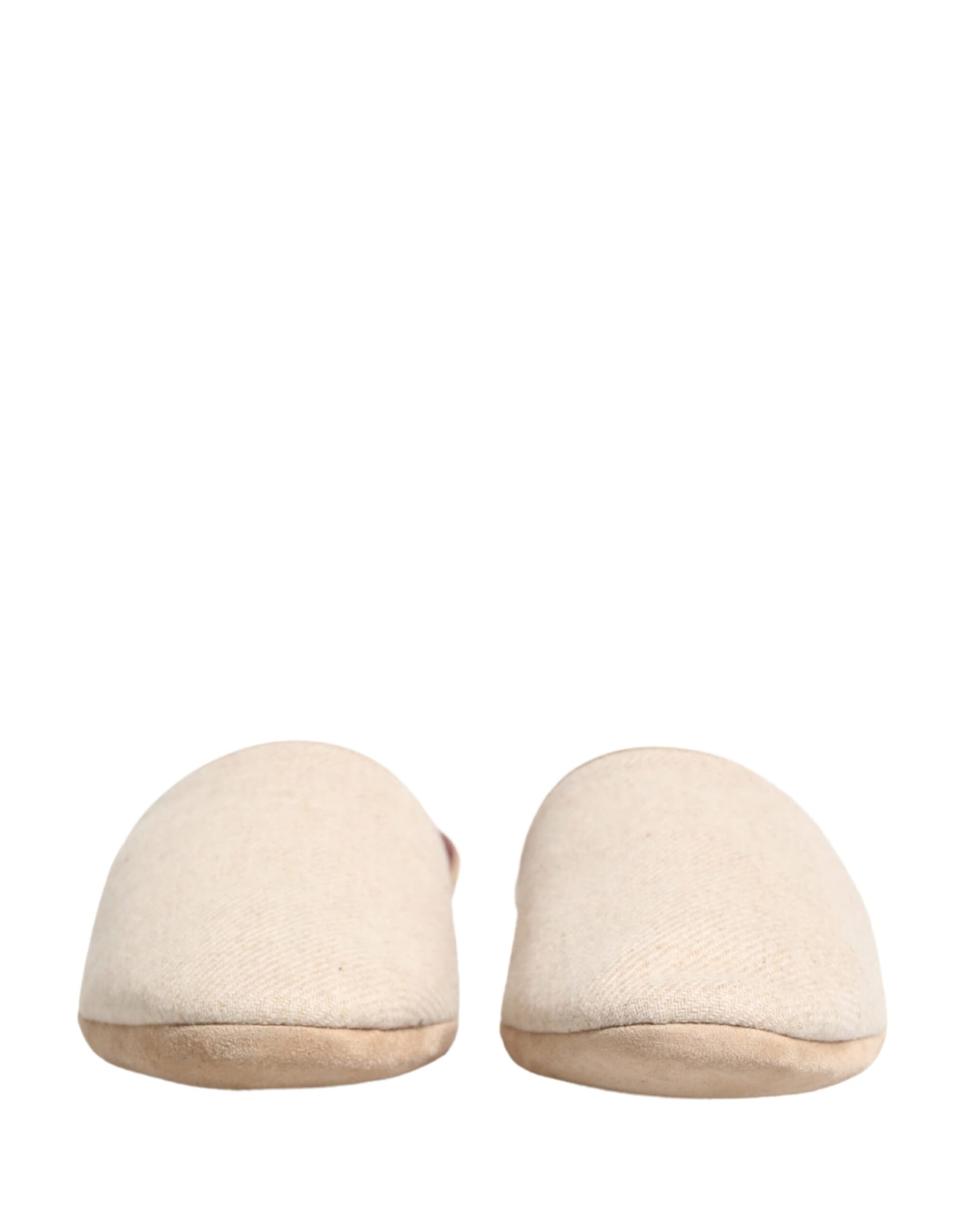 Dolce & Gabbana Beige Shetland Wool Red Quilted Slippers Shoes - 2