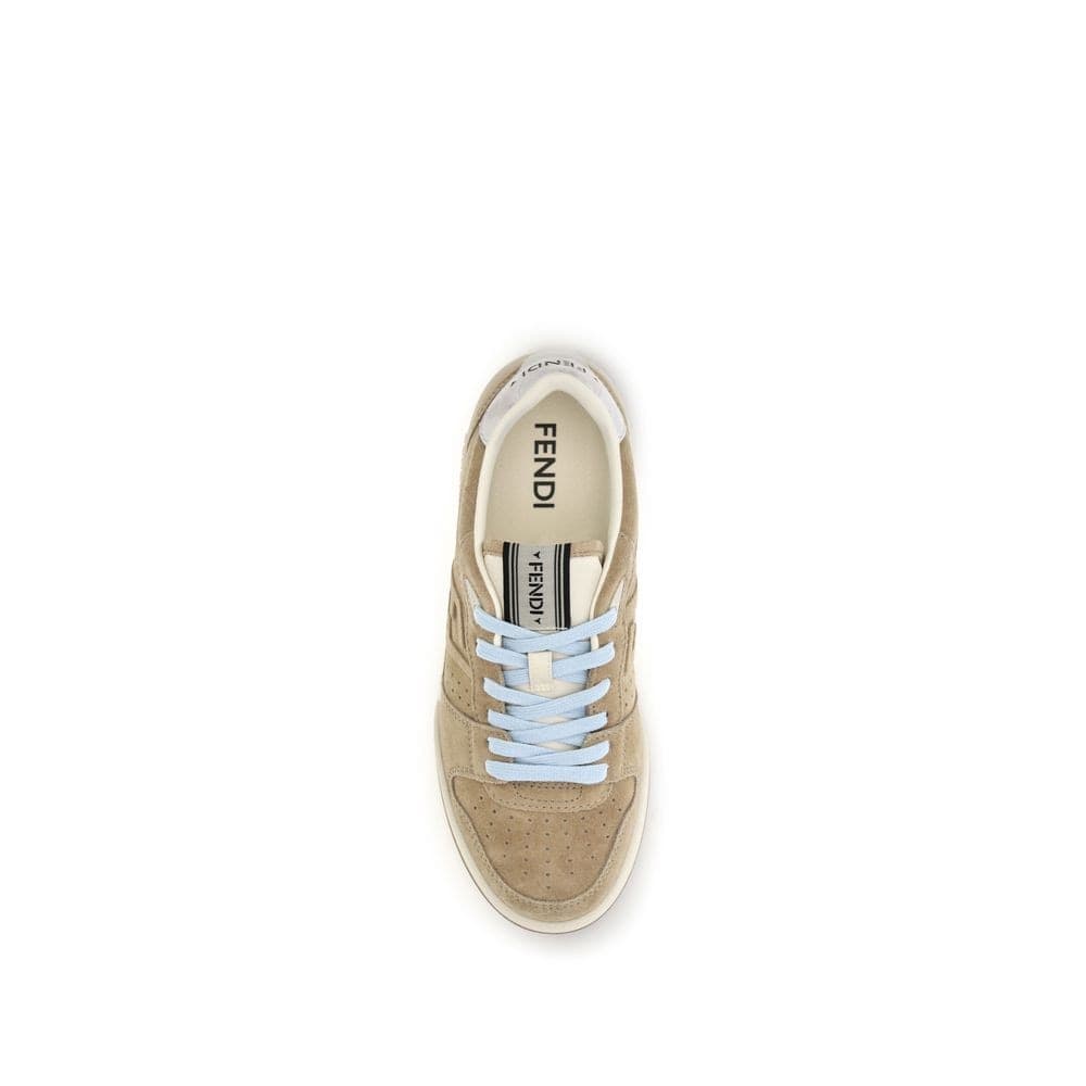 Fendi Beige Suede Leather Sneakers - 4