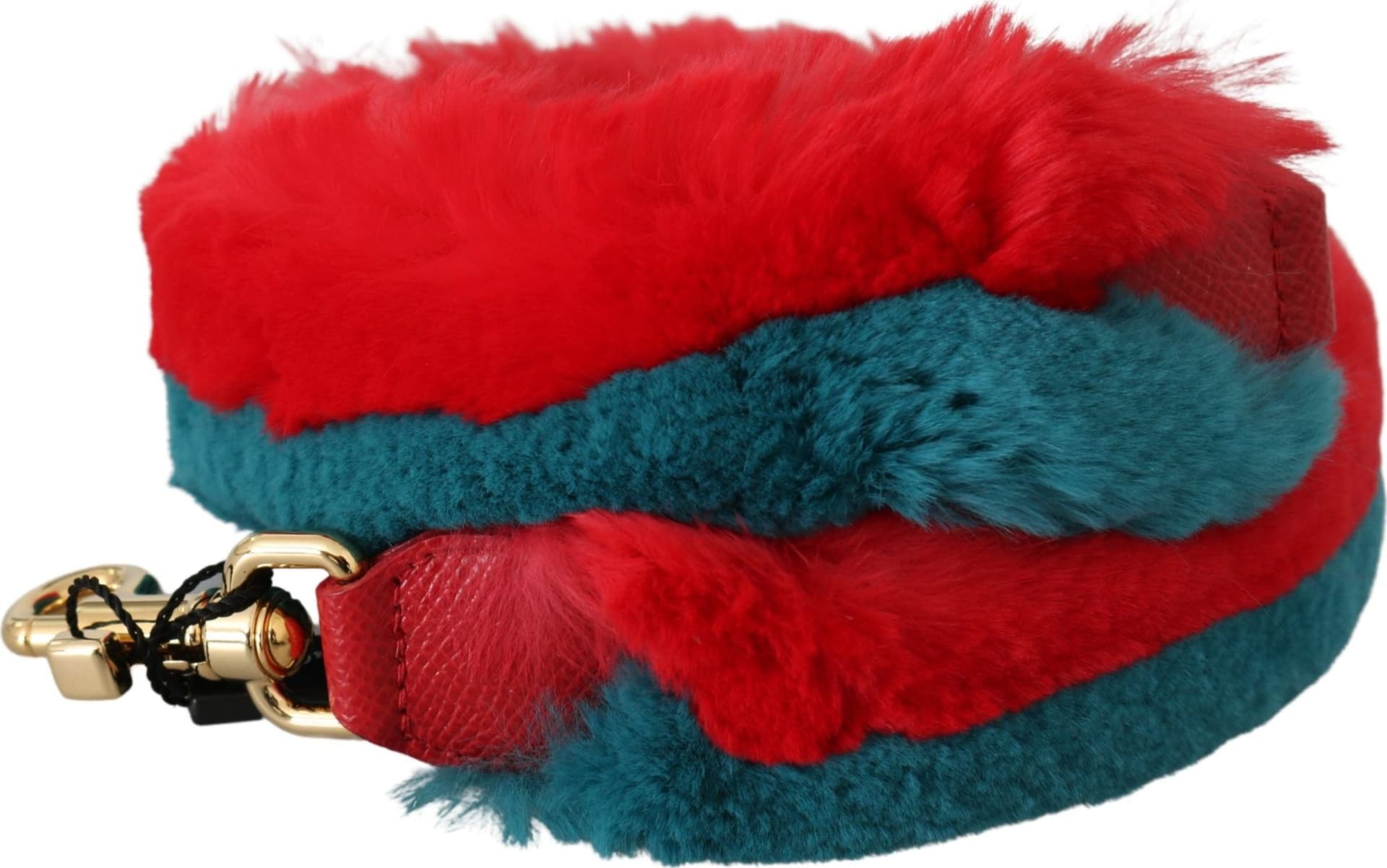 Dolce & Gabbana Red Blue Rabbit Fur Leather Shoulder Strap - 2