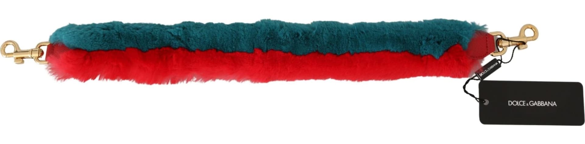Dolce & Gabbana Red Blue Rabbit Fur Leather Shoulder Strap - 3