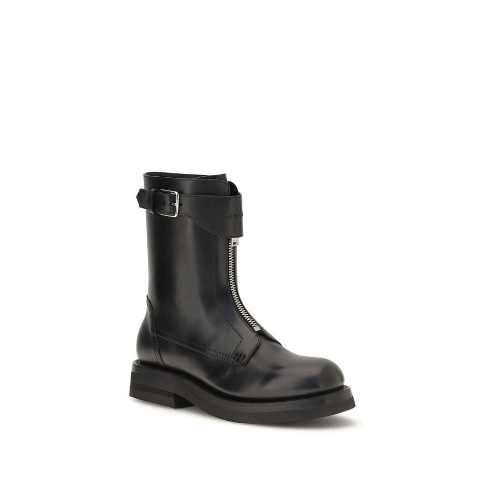 Alexander McQueen Black Calf Leather Bos Taurus Lace-Up Boots - 2