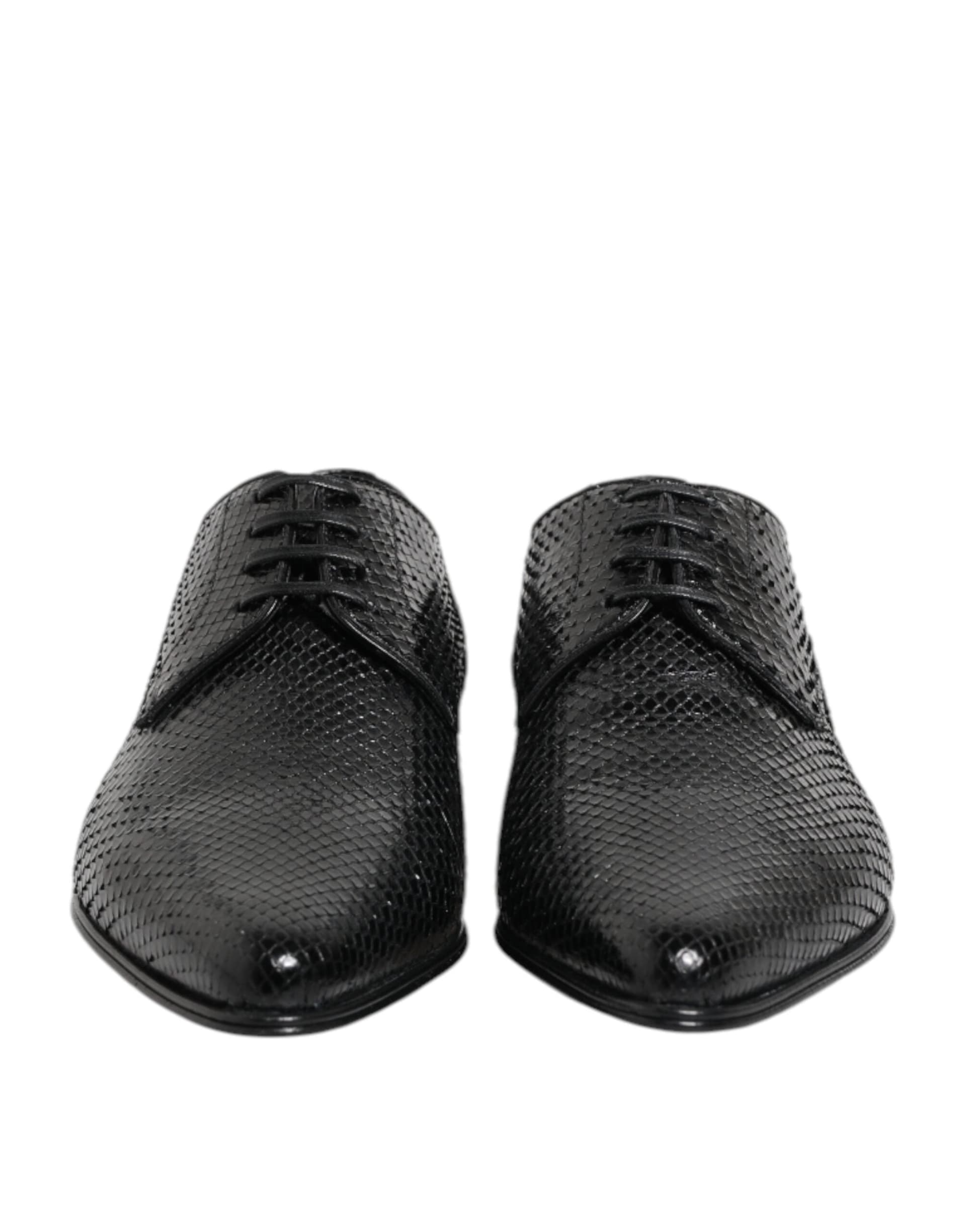 Dolce & Gabbana Black Exotic Leather Lace Up Derby Shoes - 2
