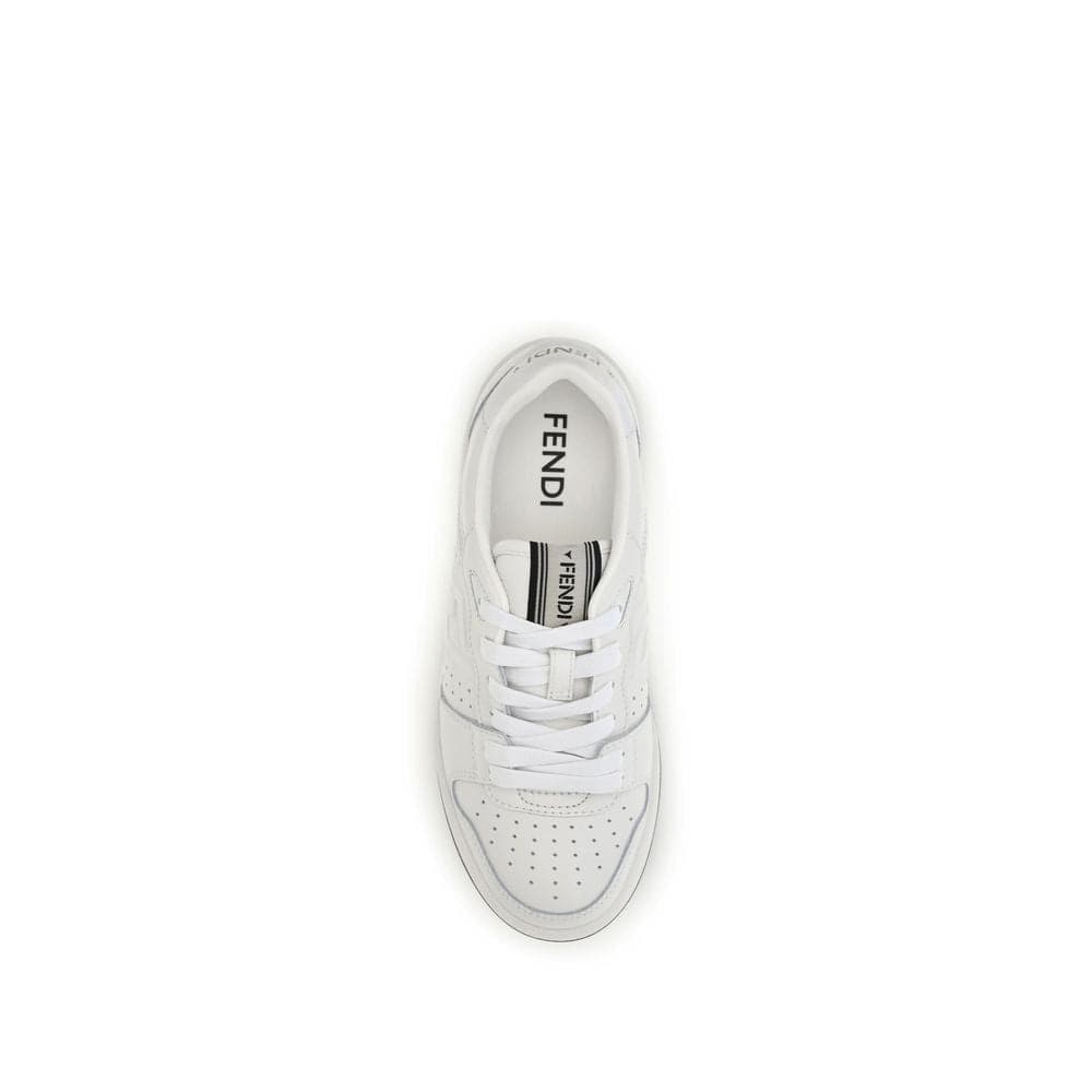 Fendi White Calf Leather Bos Taurus Athletic Sneakers - 4