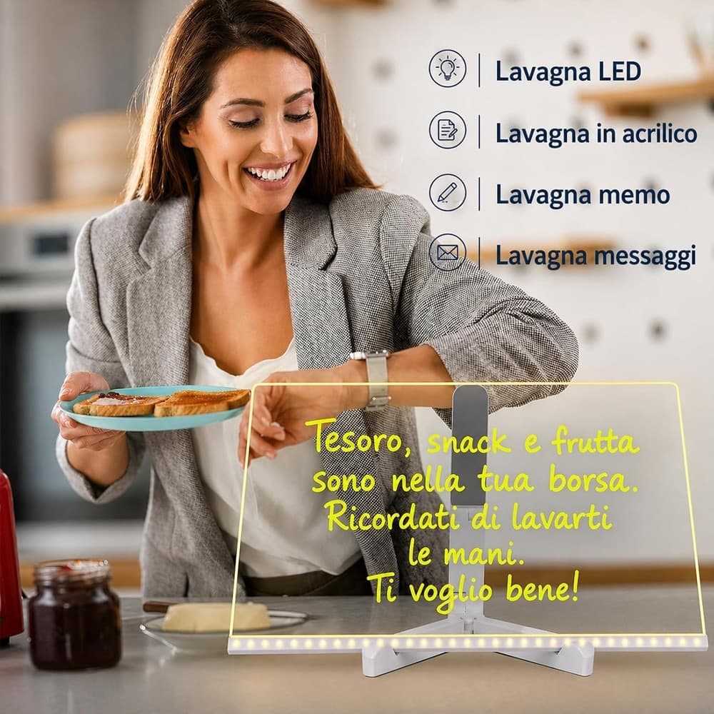 TAVOLA DA DISEGNO LED LAVAGNETTA LUMINOSA BAMBINI CON COLORI SUPPORTO TRASPARENTE REGALO - 8