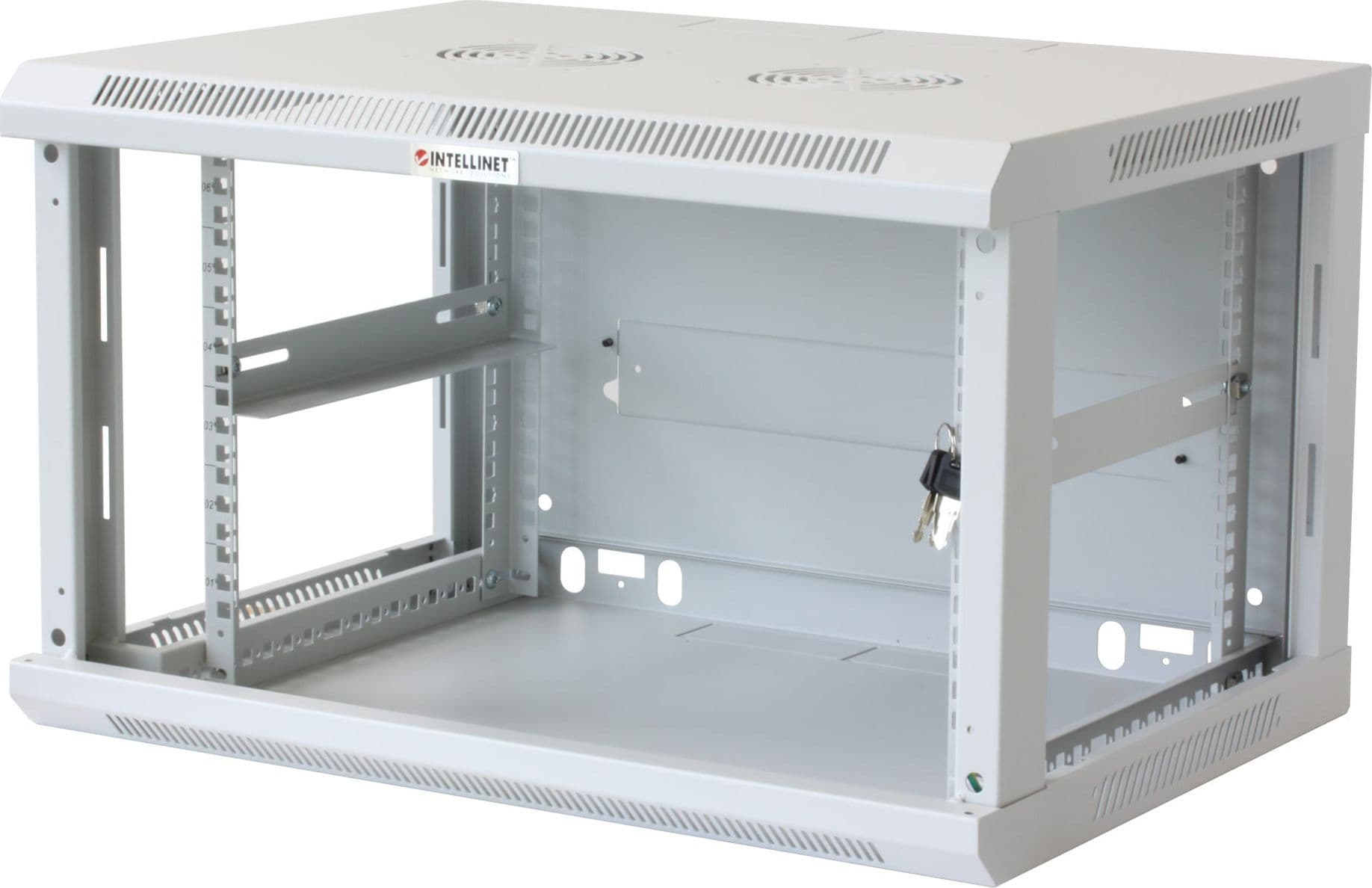 Armadio Rack 19'' a muro 6 unit&agrave sezione unica prof. 450mm Grigio - 15