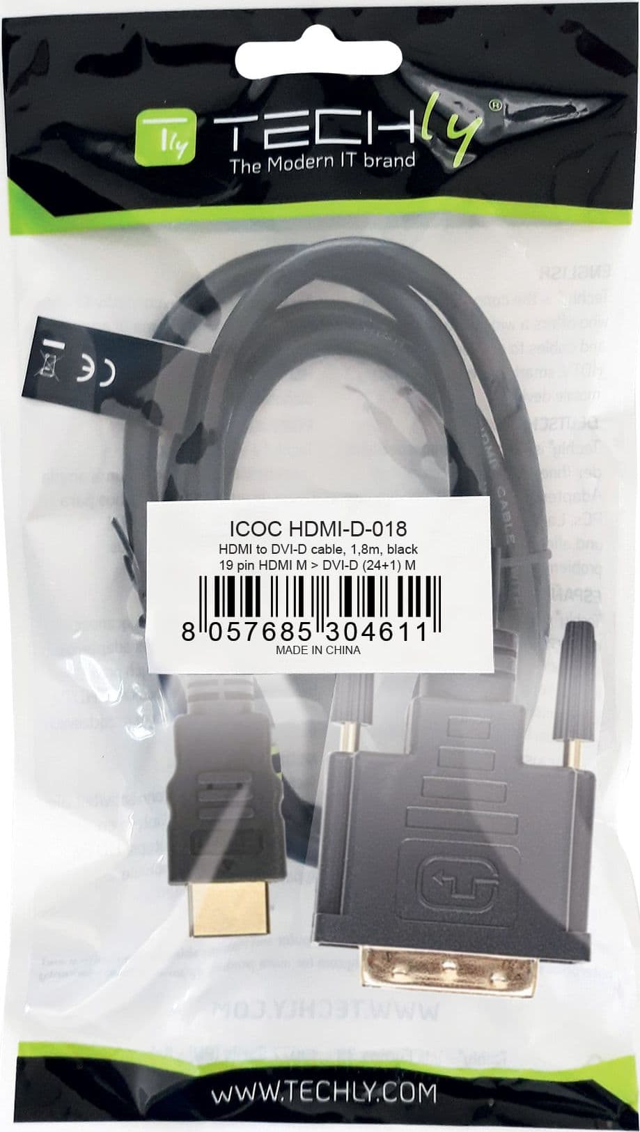 Cavo Video da HDMI&trade a DVI-D M/M 1,8 m - 8