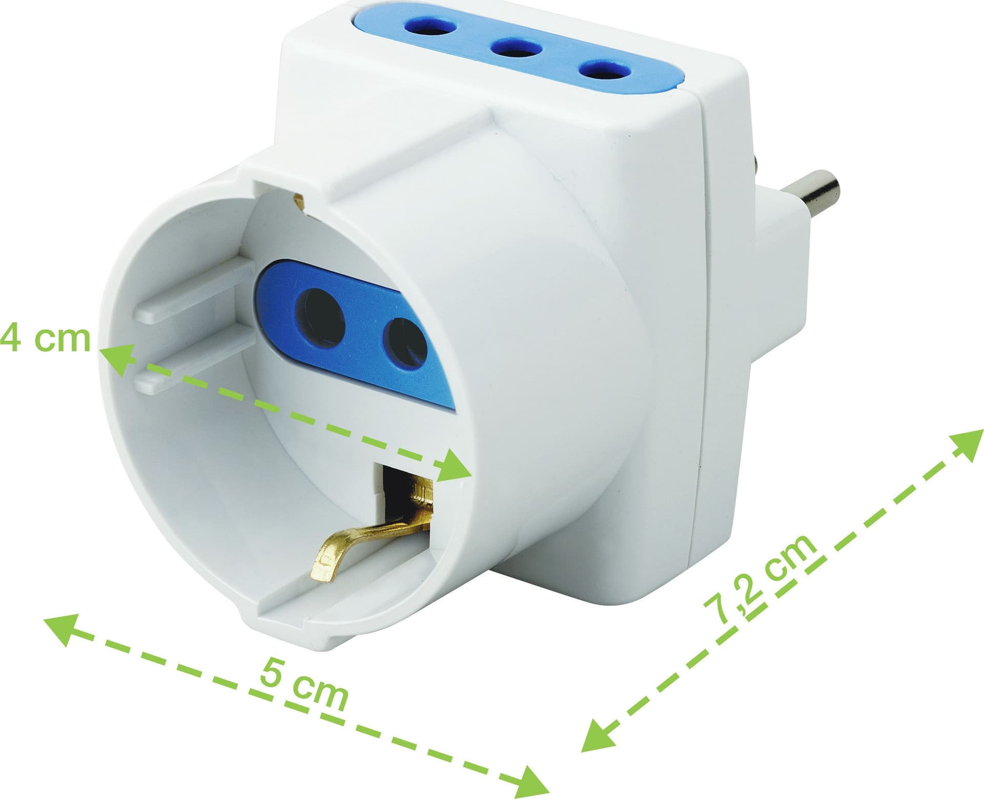 Adattatore Triplo Schuko Spina 2P+T Prese 2P+T 10A - 3