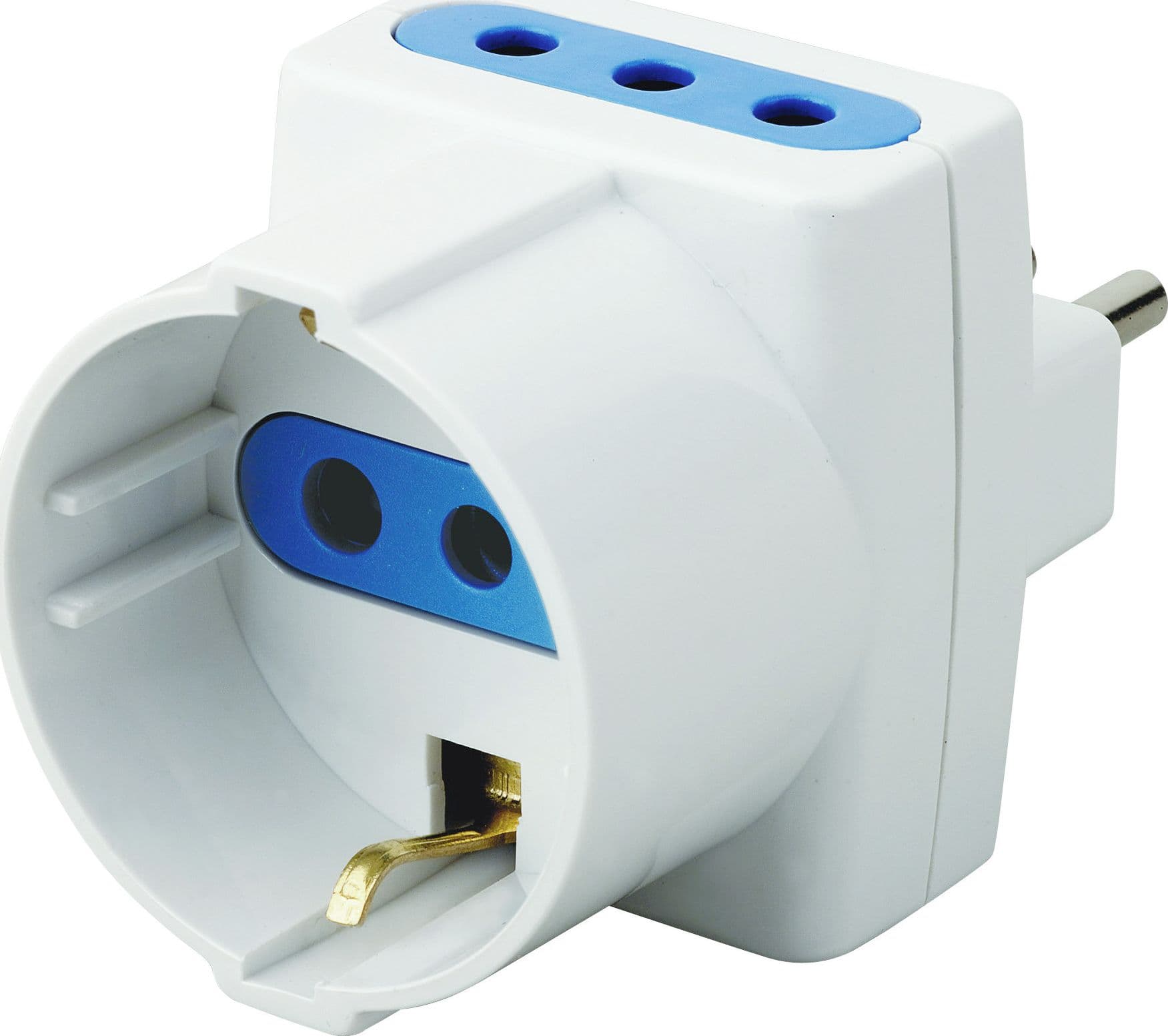 Adattatore Triplo Schuko Spina 2P+T Prese 2P+T 10A - 4