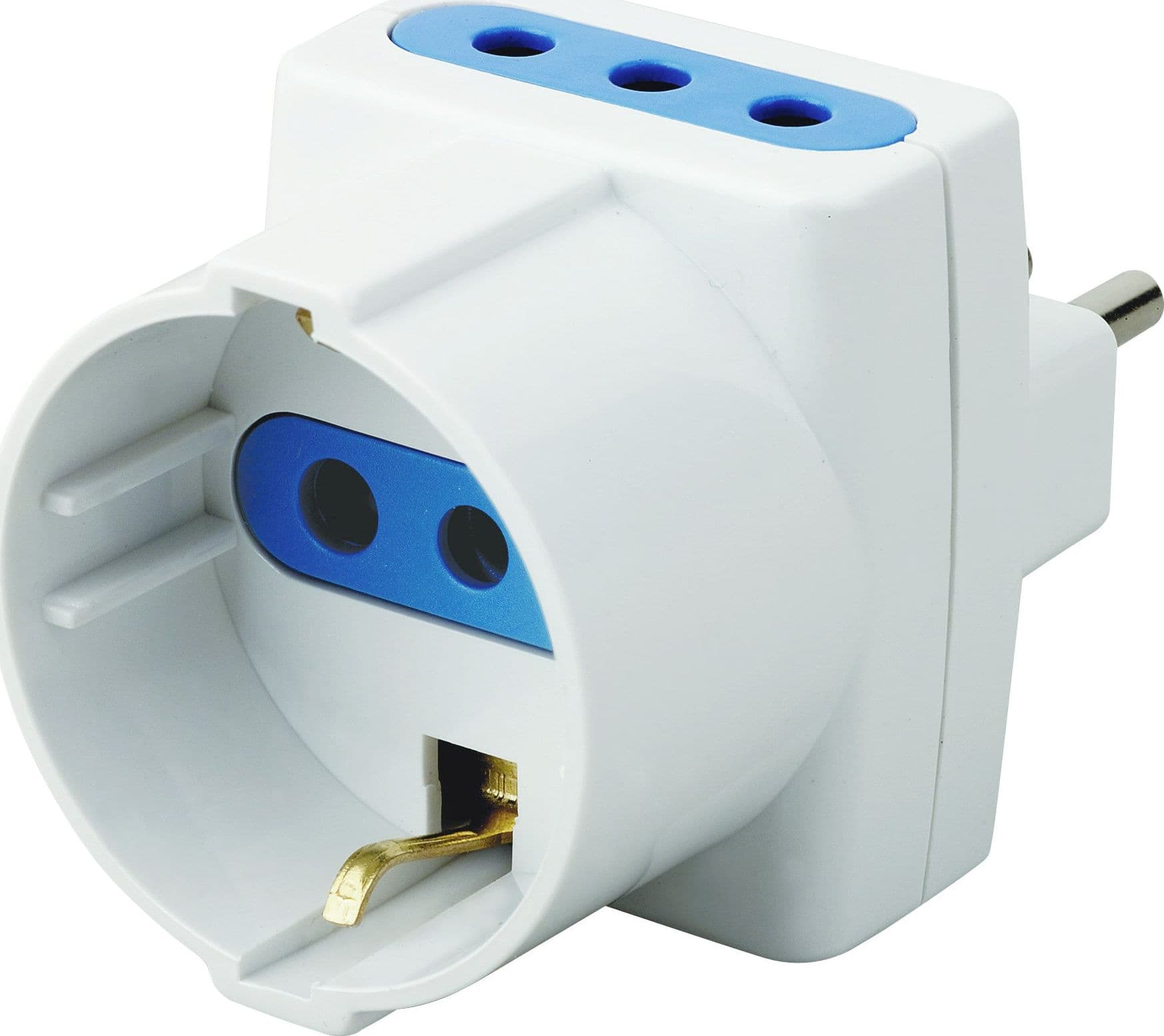 Adattatore Triplo Schuko Spina 2P+T Prese 2P+T 10A - 5