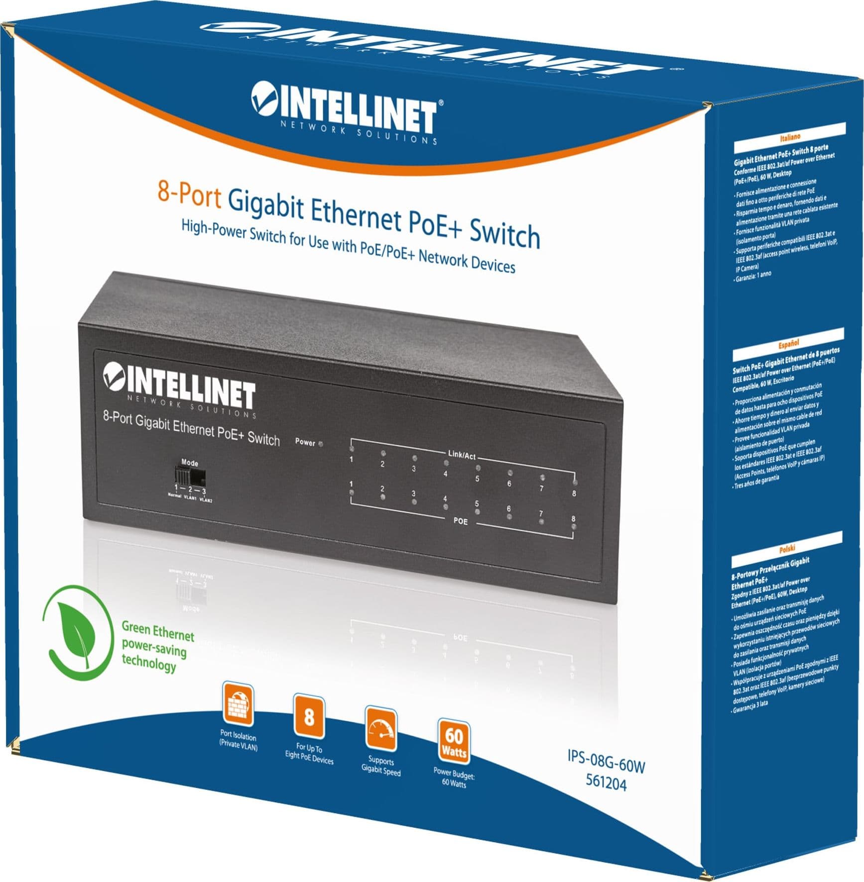 Switch Gigabit Ethernet 8 Porte PoE+ - 12