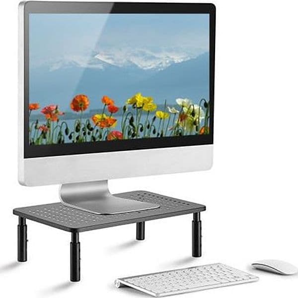 Supporto per Monitor Ergonomico Regolabile con 3 Altezze in Metallo Nero - 2